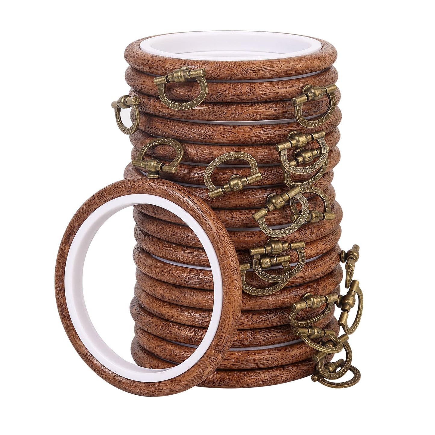 15 Pcs 3 Inch Embroidery Hoop Set, Imitation Wood Rubber Cross Stitch Hoops, Round Sewing Frames for DIY Crafts, Art Projects, and Gift Making