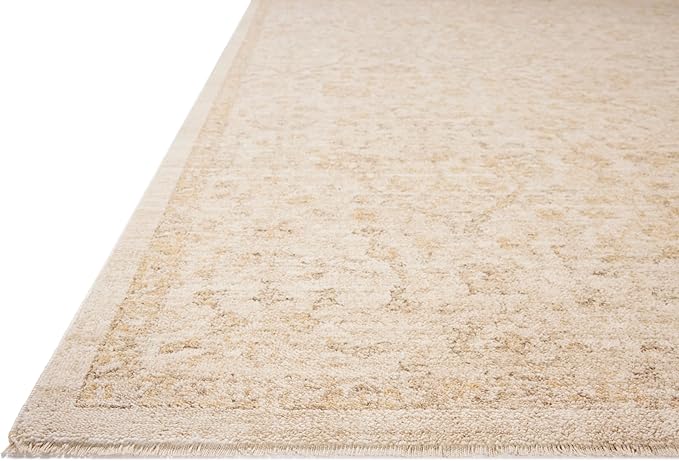 Loloi Chris Loves Julia Palma Collection PLM-01 Ivory/Sand 2'-7" x 7'-6" Fringe Runner Rug Vintage Style Boho Living Room Bedroom Carpet