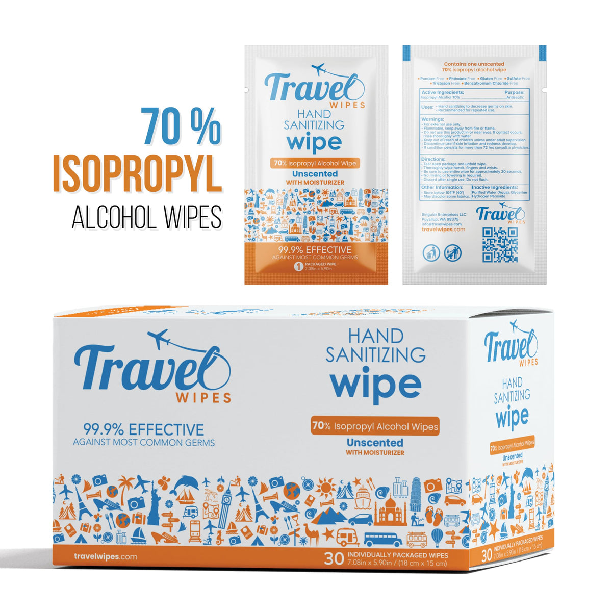 Hand Sanitizing Travel Wipes (30 Count)