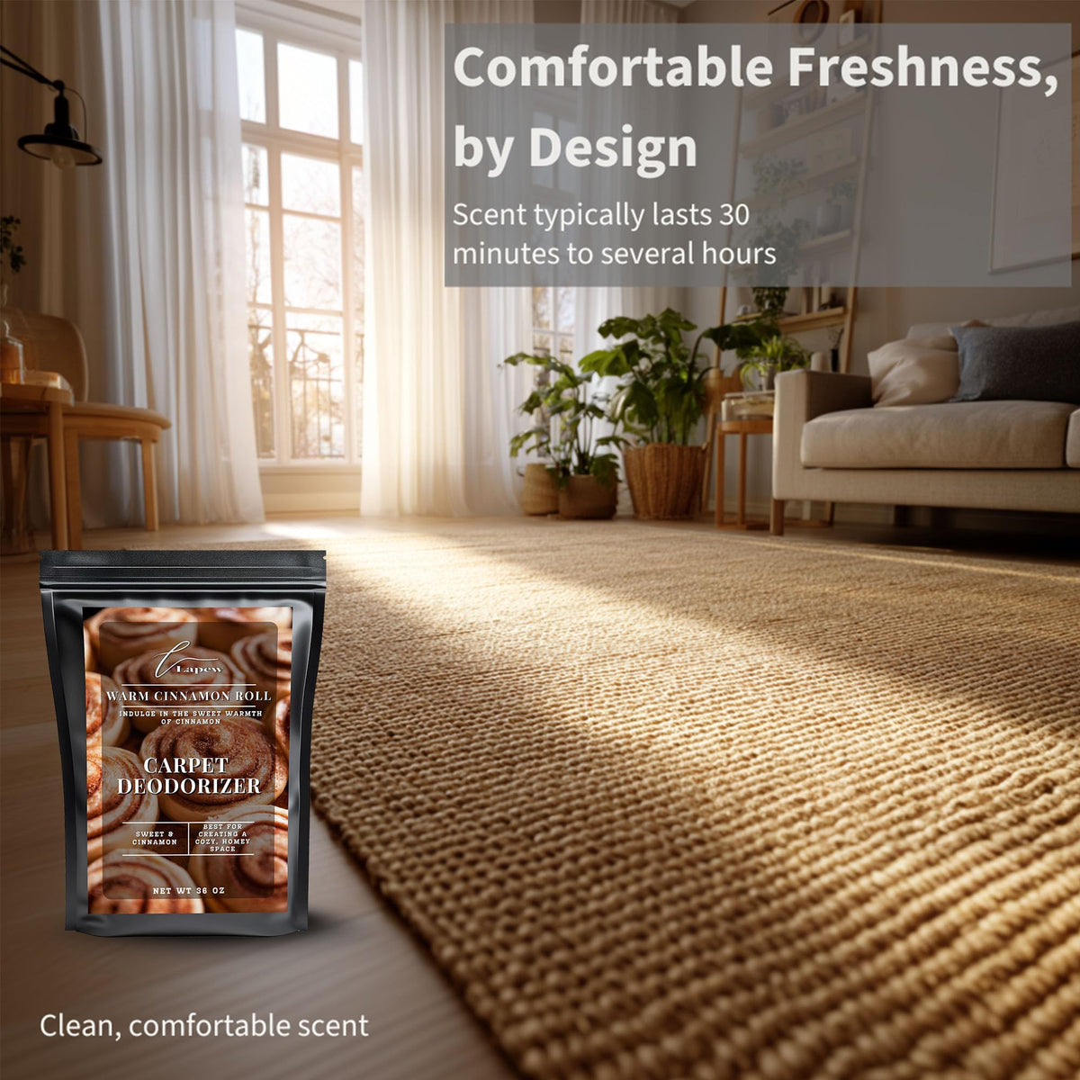 Warm Cinnamon Roll Carpet Deodorizer Powder (36 Ounce)