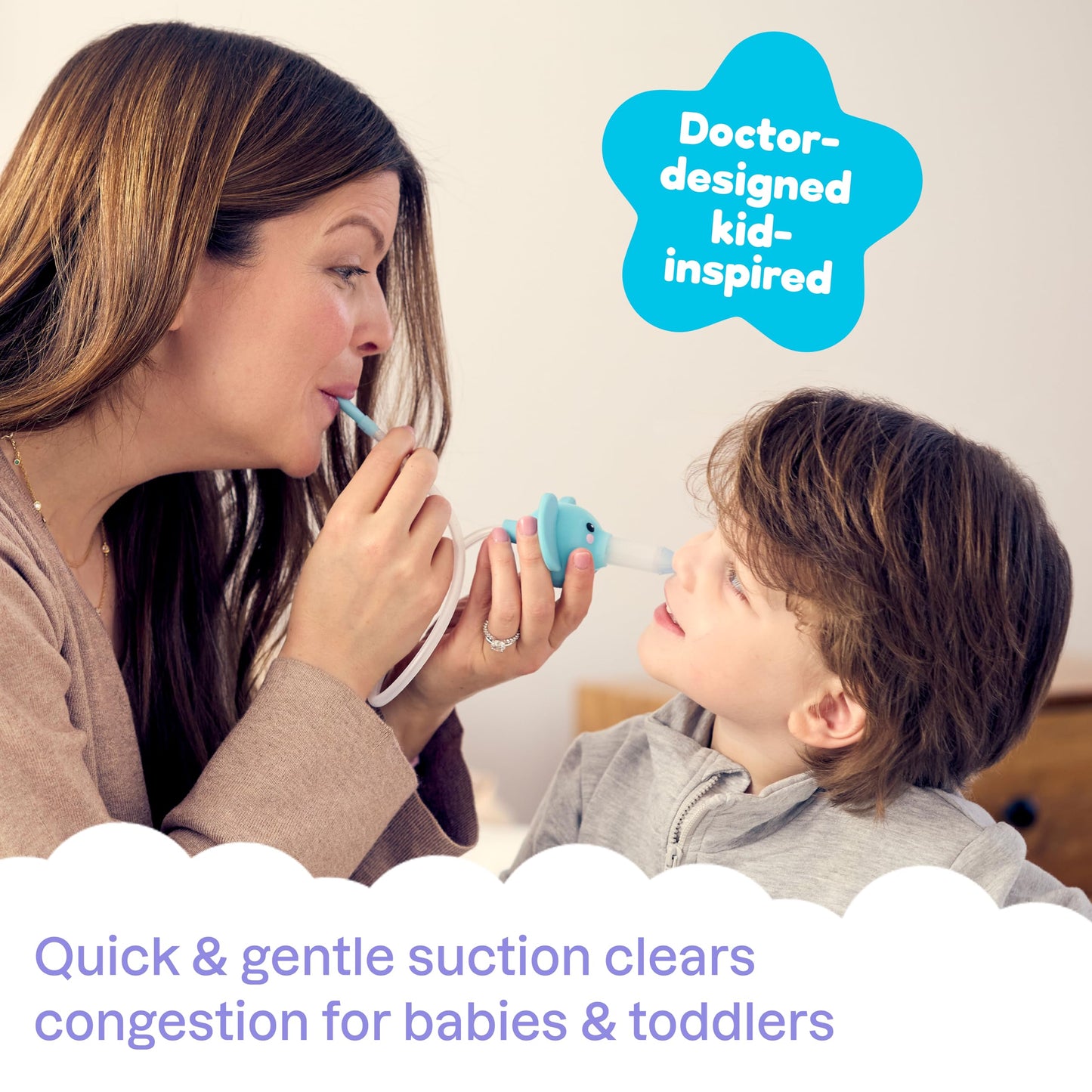 Playhouse MD Booger Buddy Nasal Aspirator, Elephant - with LED Light for Babies & Toddlers – BPA-Free Snot Remover for Infant Stuffy Nose, Congestion Relief – Easy to Clean Design - FSA/HSA Eligible