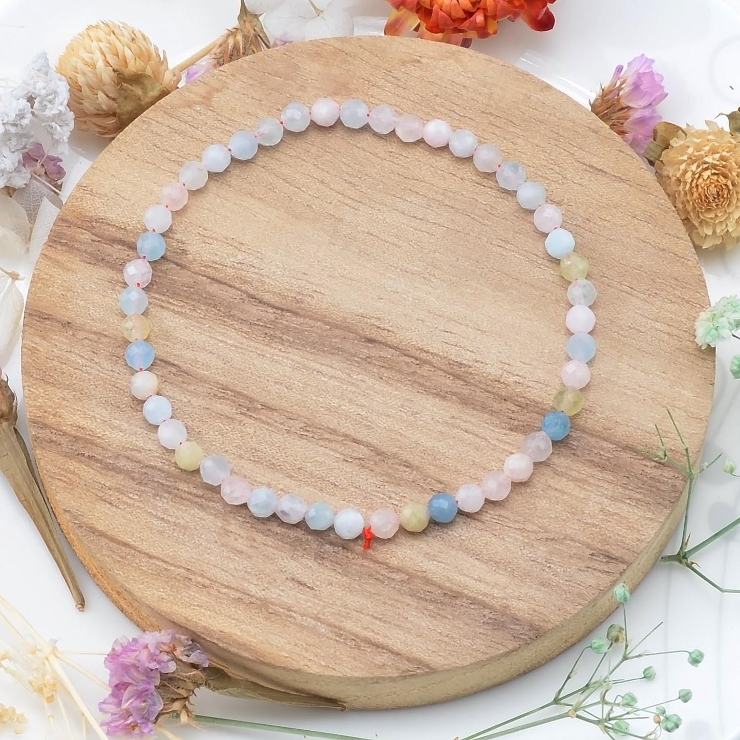 MASSIVE BEADS Natural Genuine Gemstone Beads Healing Crystal Chakra Reiki Jewelry Faceted Round Beads Bracelets (Morganite, 3mm)