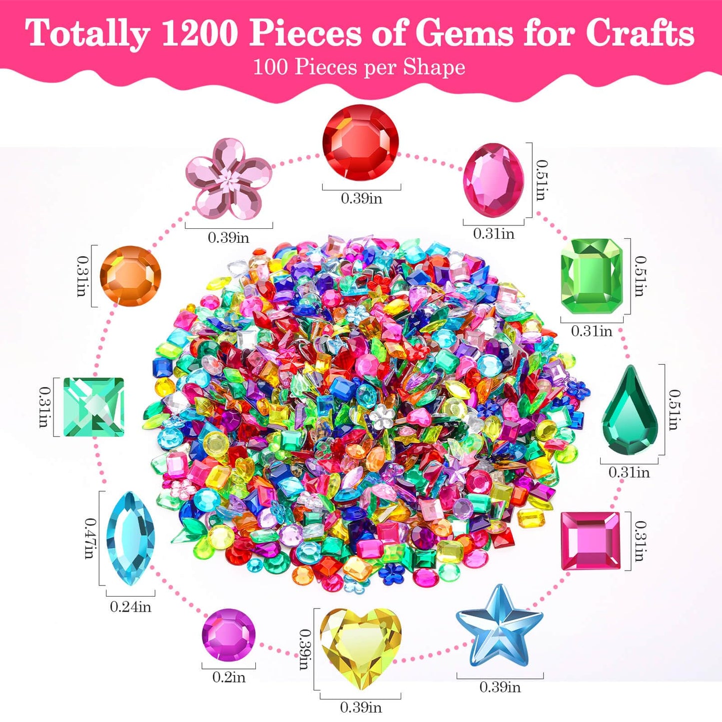 anezus Anezus1200Pcs Craft Gems with 2Pcs B7000 Jewelry Glue, Flat Back Sequins Jewels Embellishments Rhinestones Gemstones for Bedazzling, Decor, Clothing