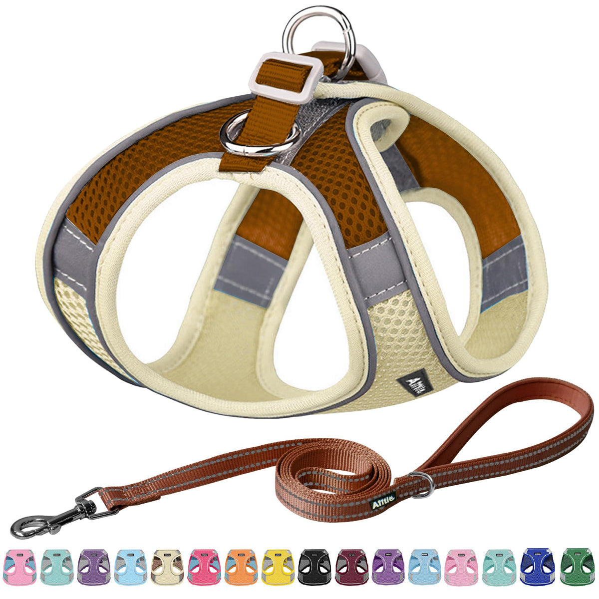 AIITLE Dog Harness and Leash Set, Step-in Puppy Vest, Pure Turquoise XXXS