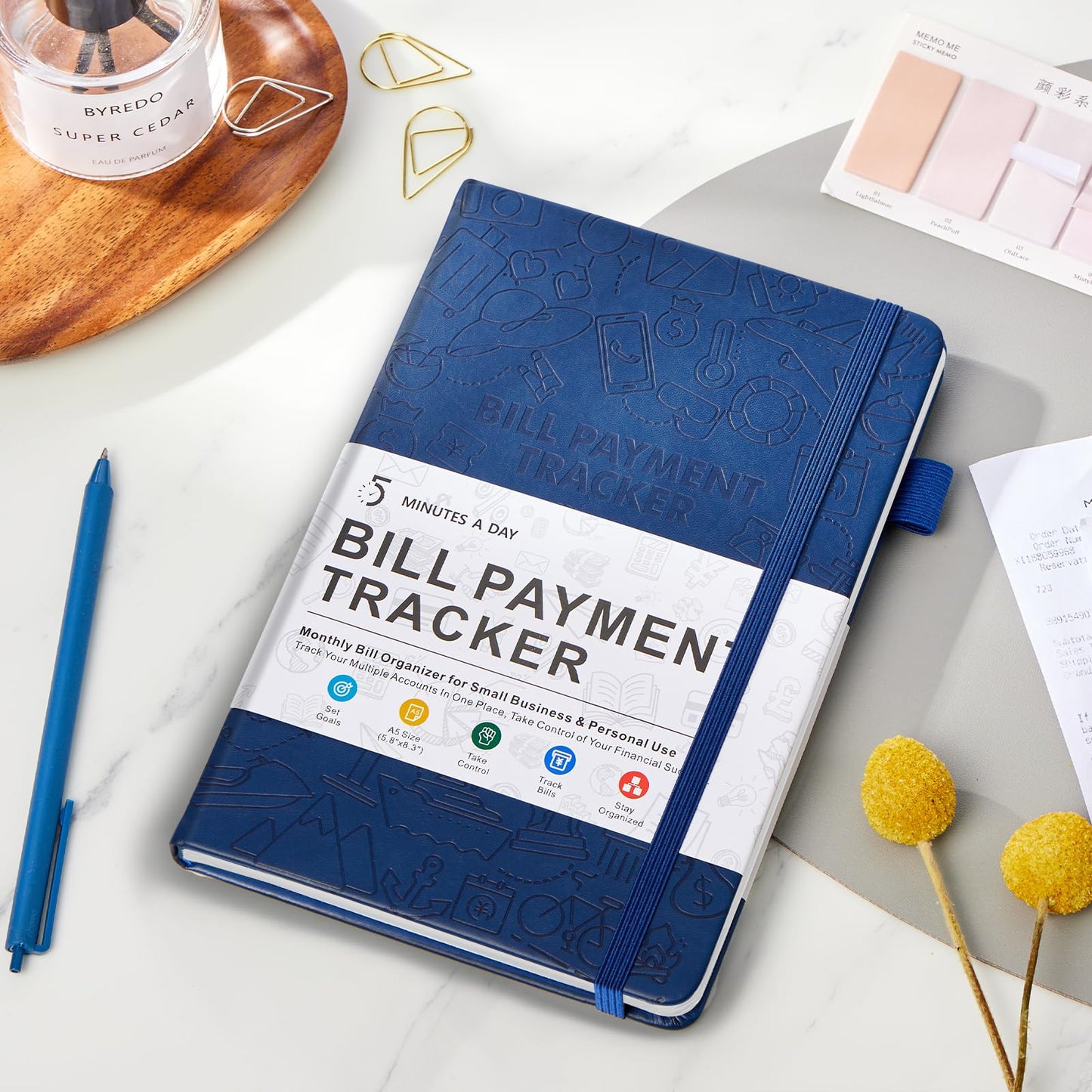 Bill Tracker Notebook - Monthly Bill Organizer & Planner for Personal Budgeting Financial, Payments Checklist Organizer Used Easily for Senior Home Office, 5.8" x 8.5", Navy Blue