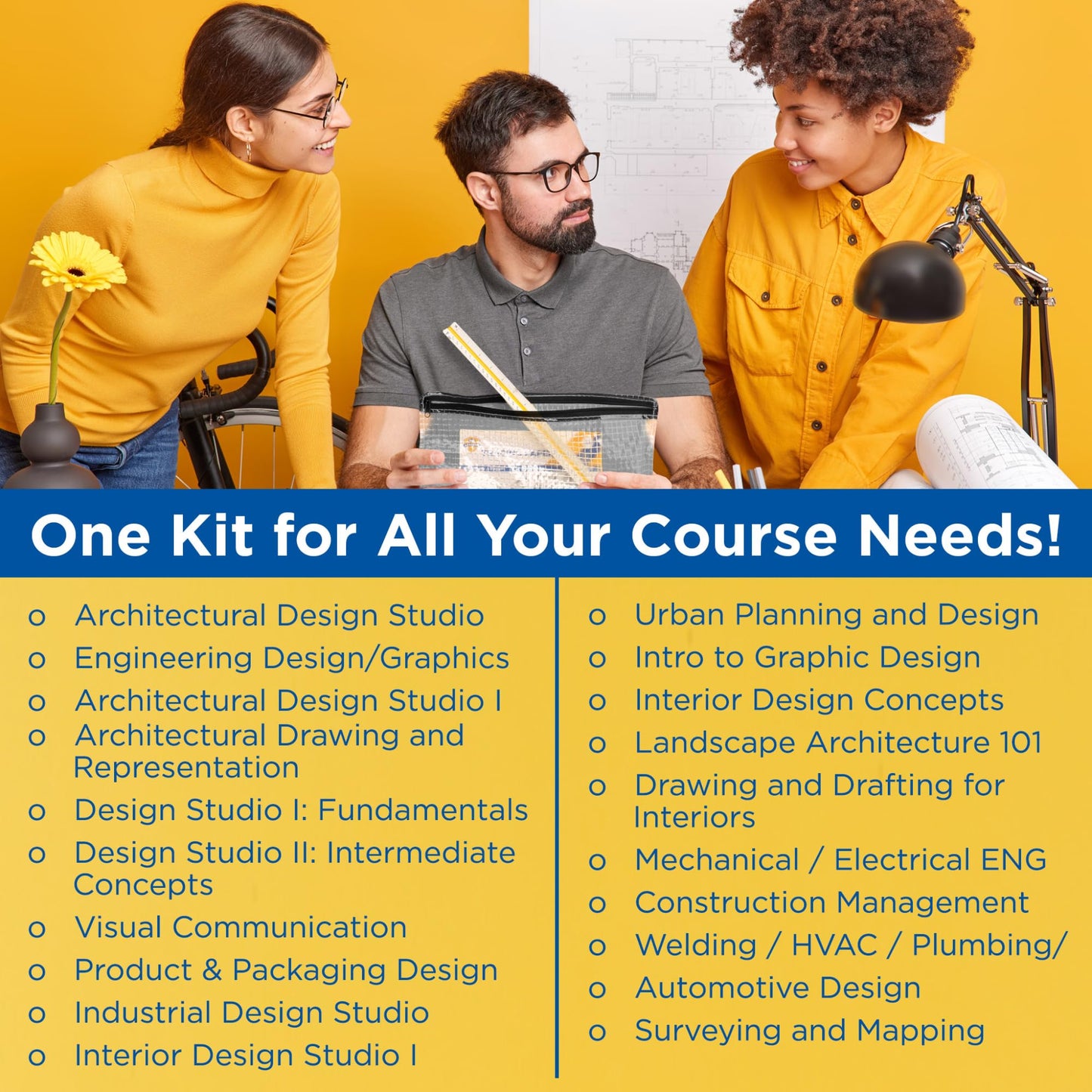ALVIN Academy Drafting, Drawing and Design Launch Kit | 10 Pieces | Class Tools for Geometry, Architecture and Engineering Students | - Model DDKL1