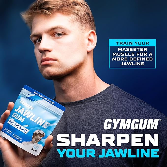 Gymgum Jawline Gum | Hard Chewing Gum For Jaw Strength | Train Your Facial Features - Mewing Jaw Gum | Ultimate Jawline Exerciser | 0 Calories & Sugar Free Hard Gum (Arctic Mint, 120 Count)