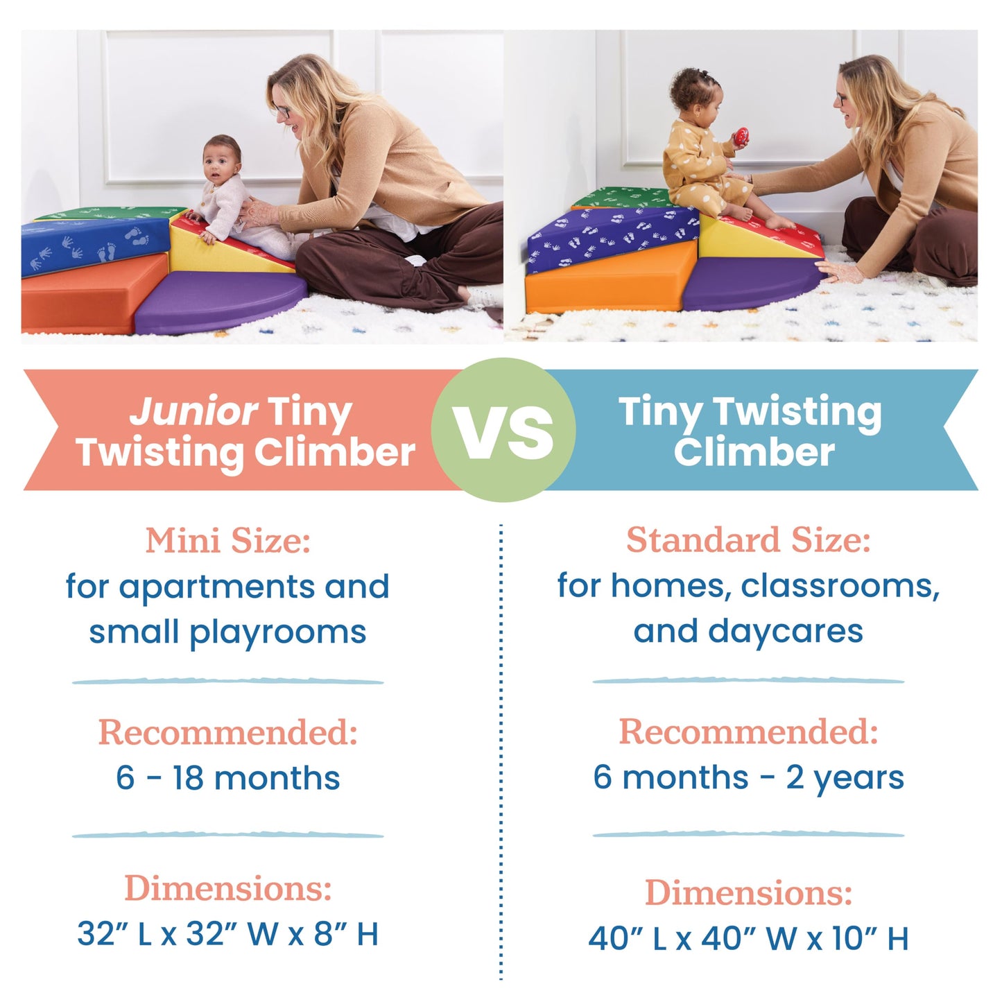 ECR4Kids SoftZone Tiny Twisting Climber, Beginner Playset, Assorted, 5-Piece