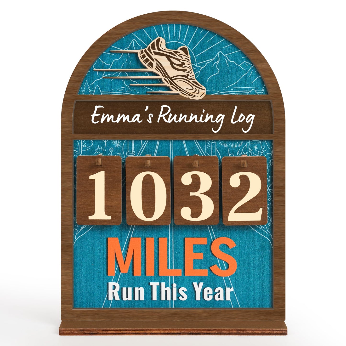 Personalized Miles Run This Year Tracker, Custom Wooden Running Log Counter, Unique Gifts for Runners Men Women, Cool Marathon Runner Gifts, Motivational Decor for Gym Home Workout Decor