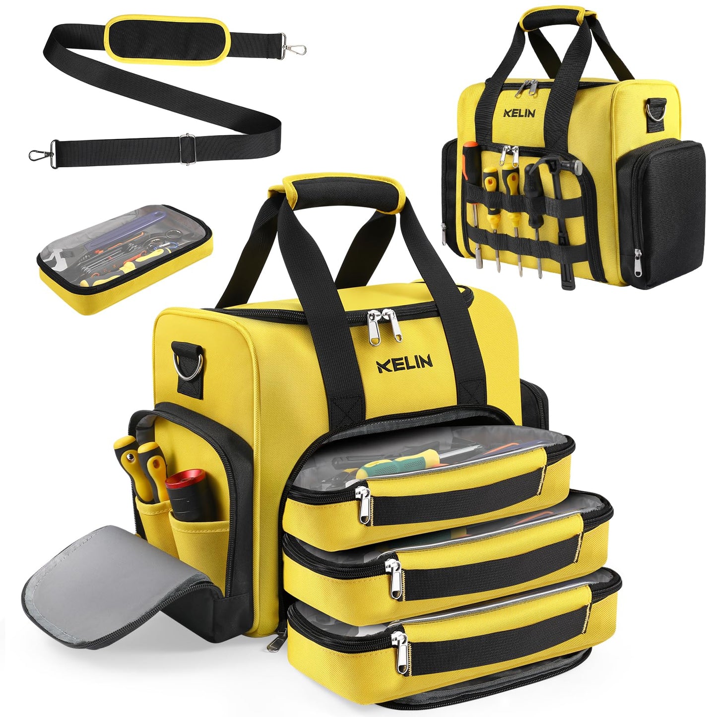KELIN Tool Bag Box Organizer, Wrench Organizer, Toolbox, Tool Bags for Men Storage, Electrician Tool Bag, Caja De Herramientas, Birthday Gifts for Him Dad, Gadgets for Men, Father's Day Gift Ideas