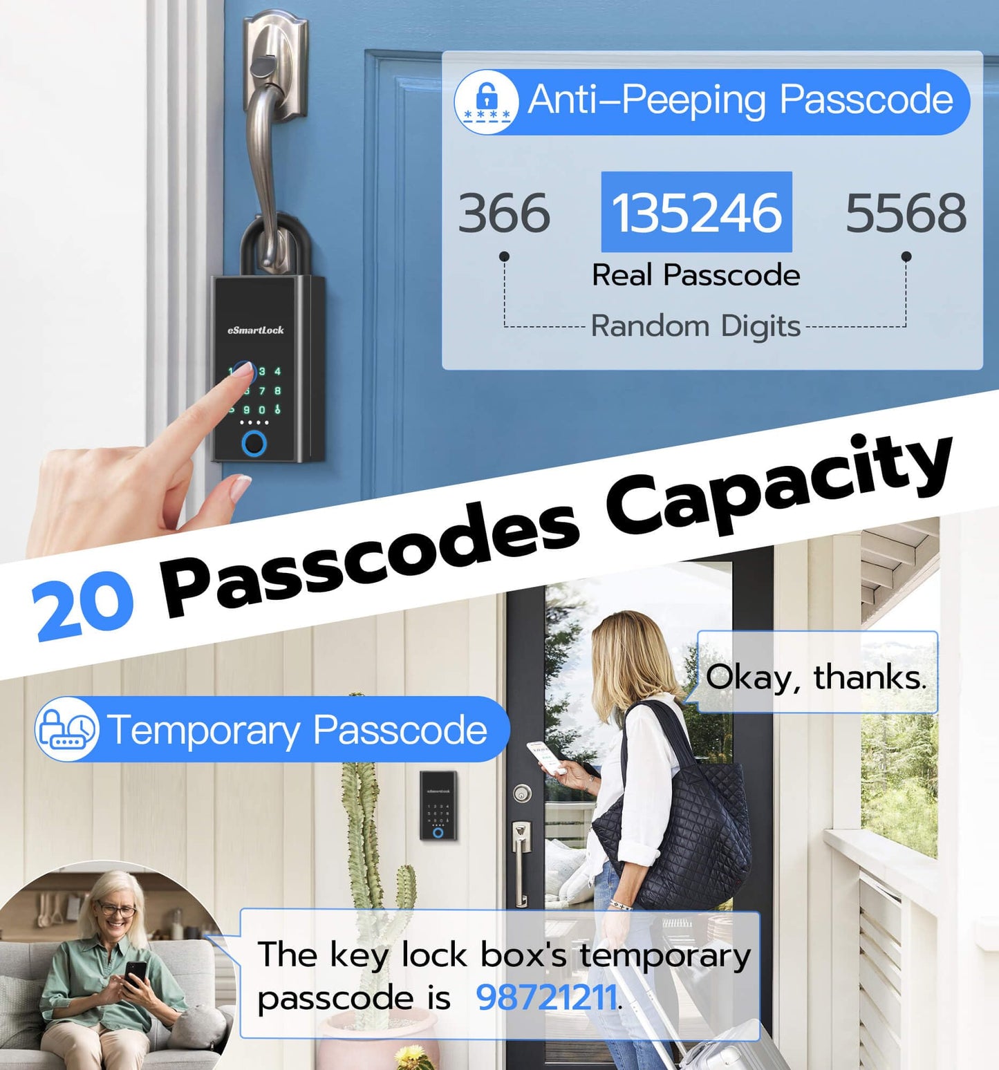 Anweller Lock Box for Keys with Code, Fingerprint Smart Bluetooth Key Hider, Outdoor Waterproof Combination Lockbox for Realtor, Hosts, Keys Safe Storage, Hide a Key, Wall Mount & Door Hanging