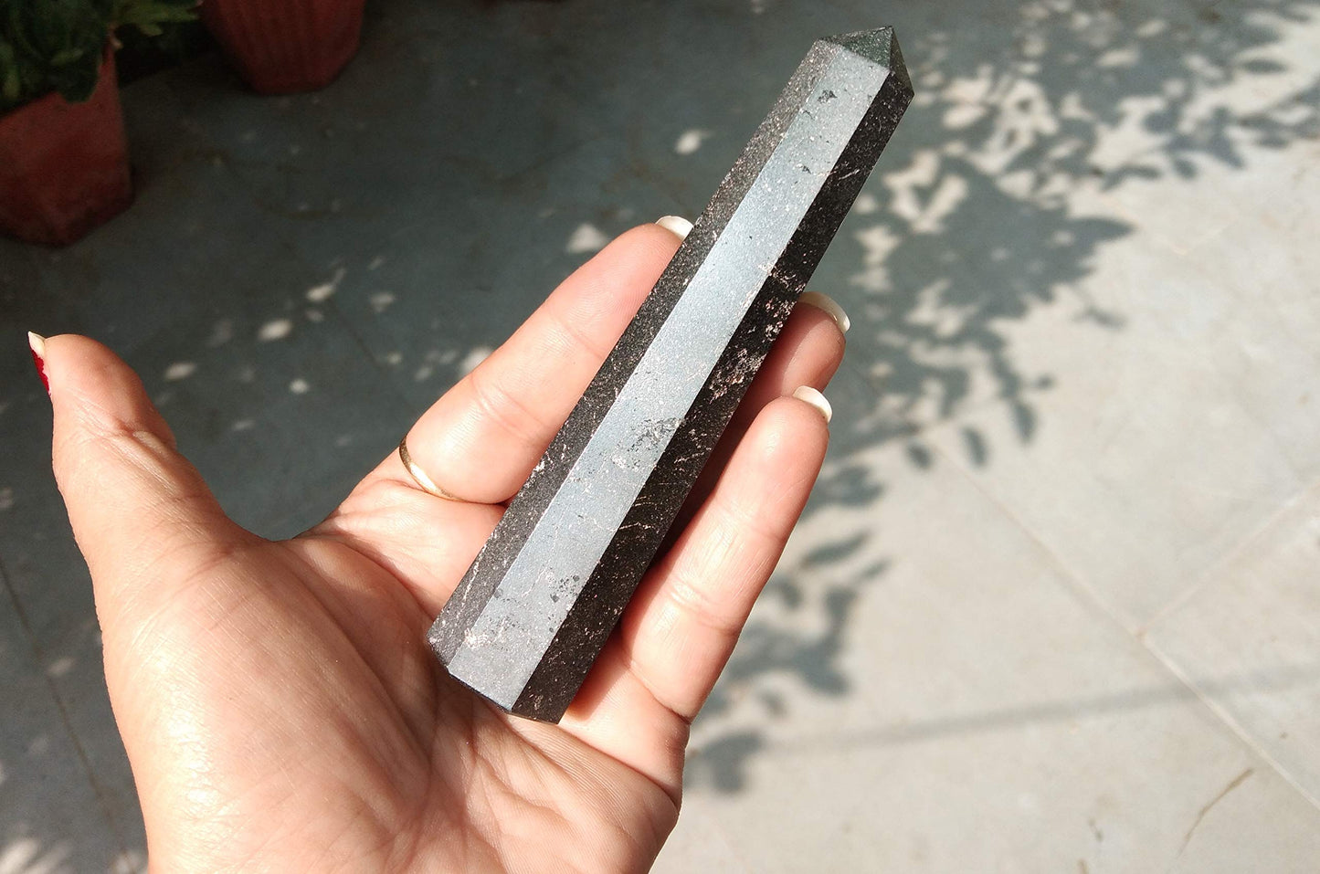 Jet Hematite Obelisk Tower (Approx. 3–3.5 Inch) – Natural Metallic Grey Crystal Polished Gemstone Decorative Piece for Home & Office