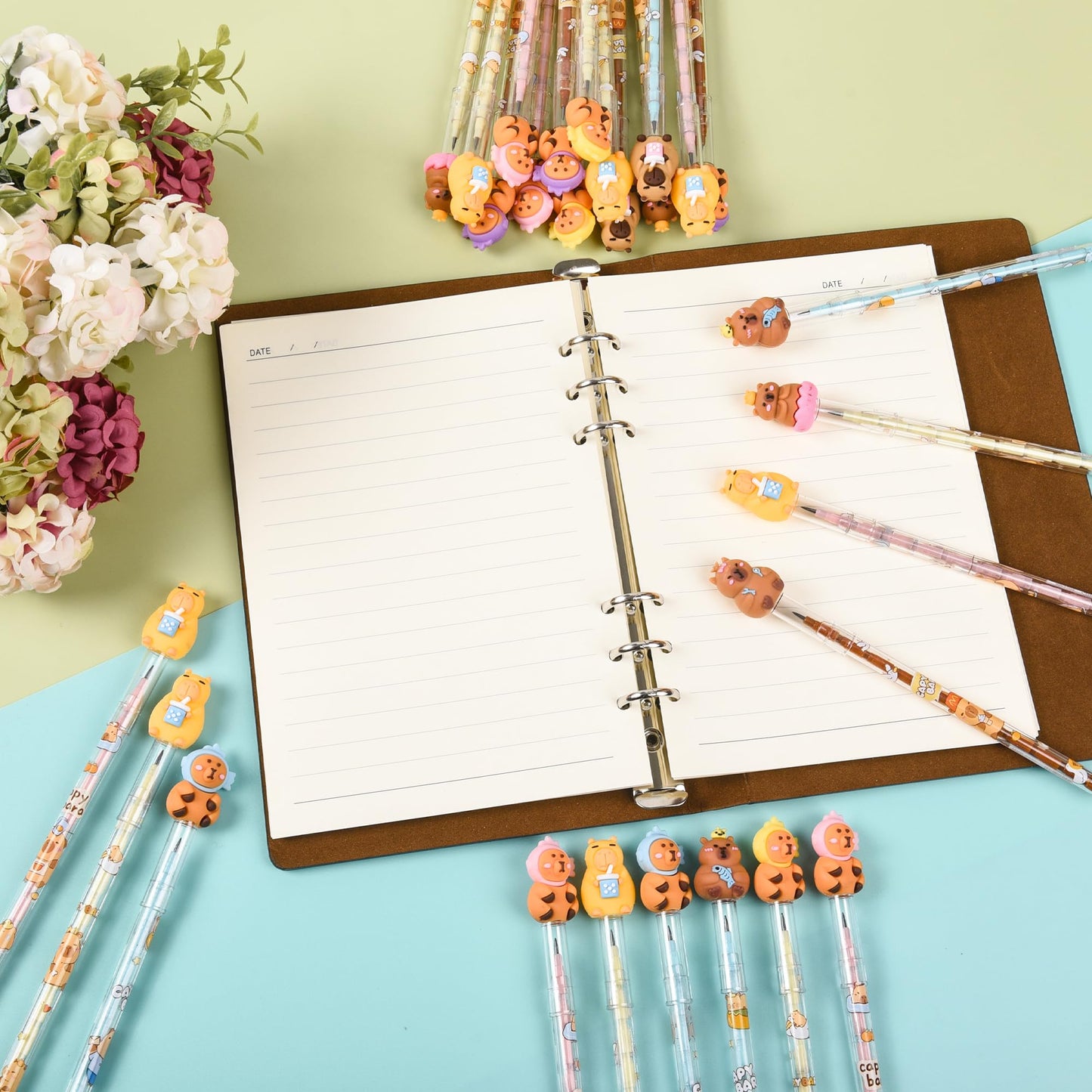 Ulema 48 Pieces Cute Capybara Stackable Pencils Capybara Study Supplies Translucent Multi Point Push Fun Pencils Gifts for School Supplies Classroom Rewards.