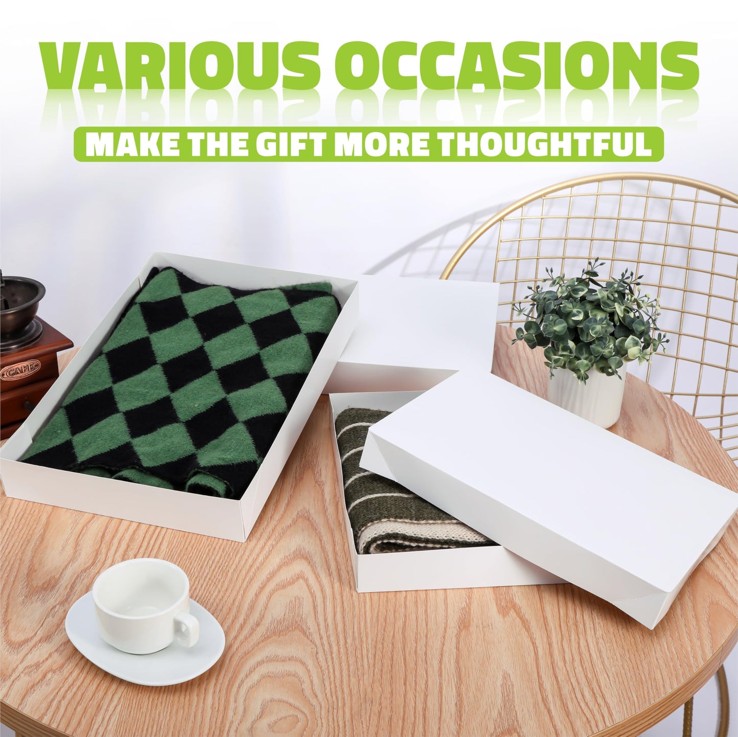 Bobobag 13 Pack White Gift Boxes with Lids for Presents, Assorted size Gift Boxes for Christmas ( 3 Extra large 17",3 Large 14.25",3 Medium 11",4 Small 4" ,Red Ribbon ), 4 inch Deep Box for Wrapping Robe Scarf Mug.