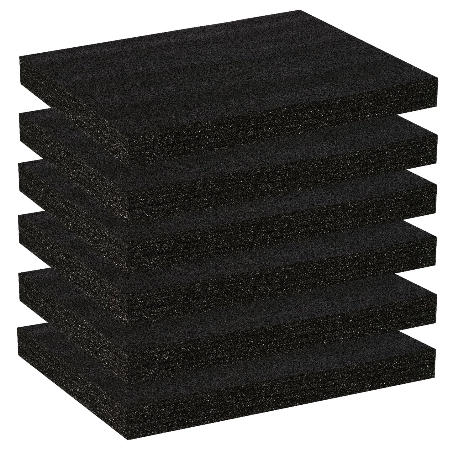 6 Pcs 16'' x 12'' x 1.5'' Polyurethane Foam - Foam Inserts for Cases Packing Foam Black Craft Foam Sheets for Packing Camera Toolbox Storage
