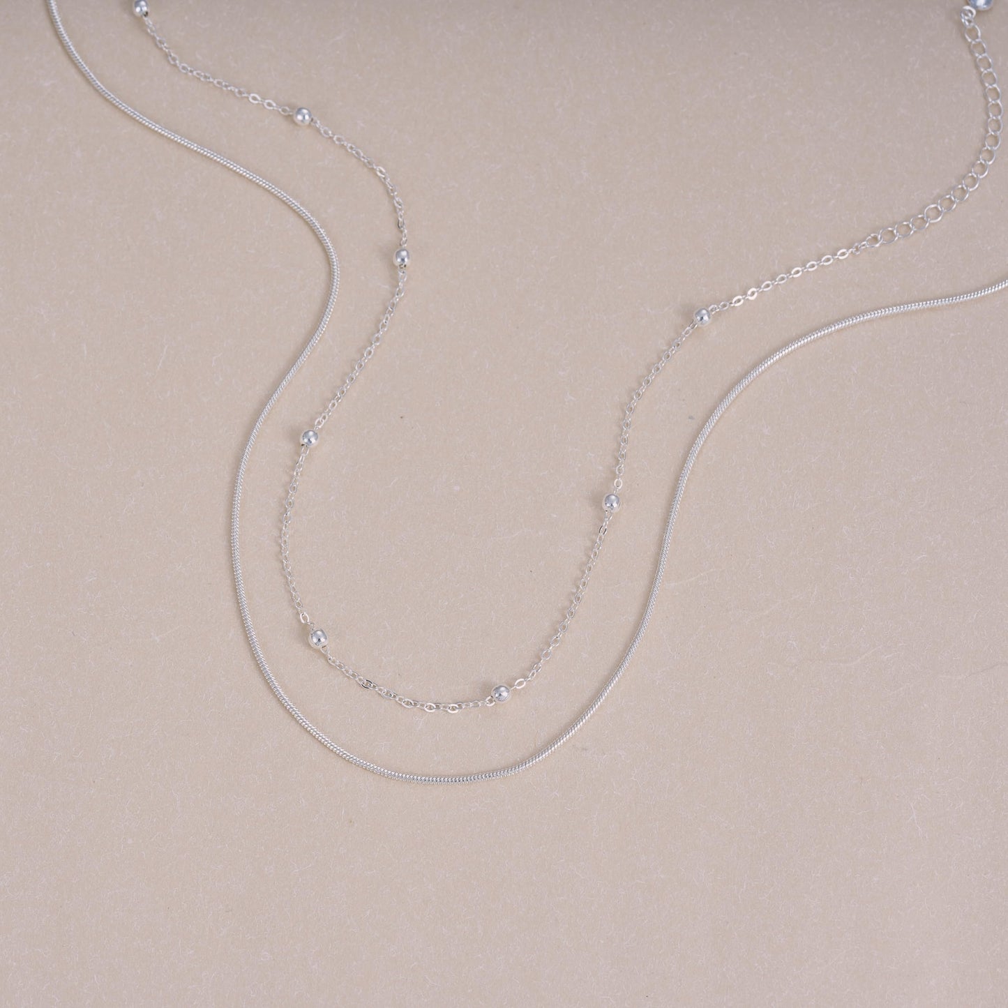 Freekiss Layered Silver Necklaces for Women: Dainty 925 Sterling Silver Herringbone Necklace Tiny Simple Stackable Snake Beaded Link Chain for Women Silver Jewelry Gifts Trendy