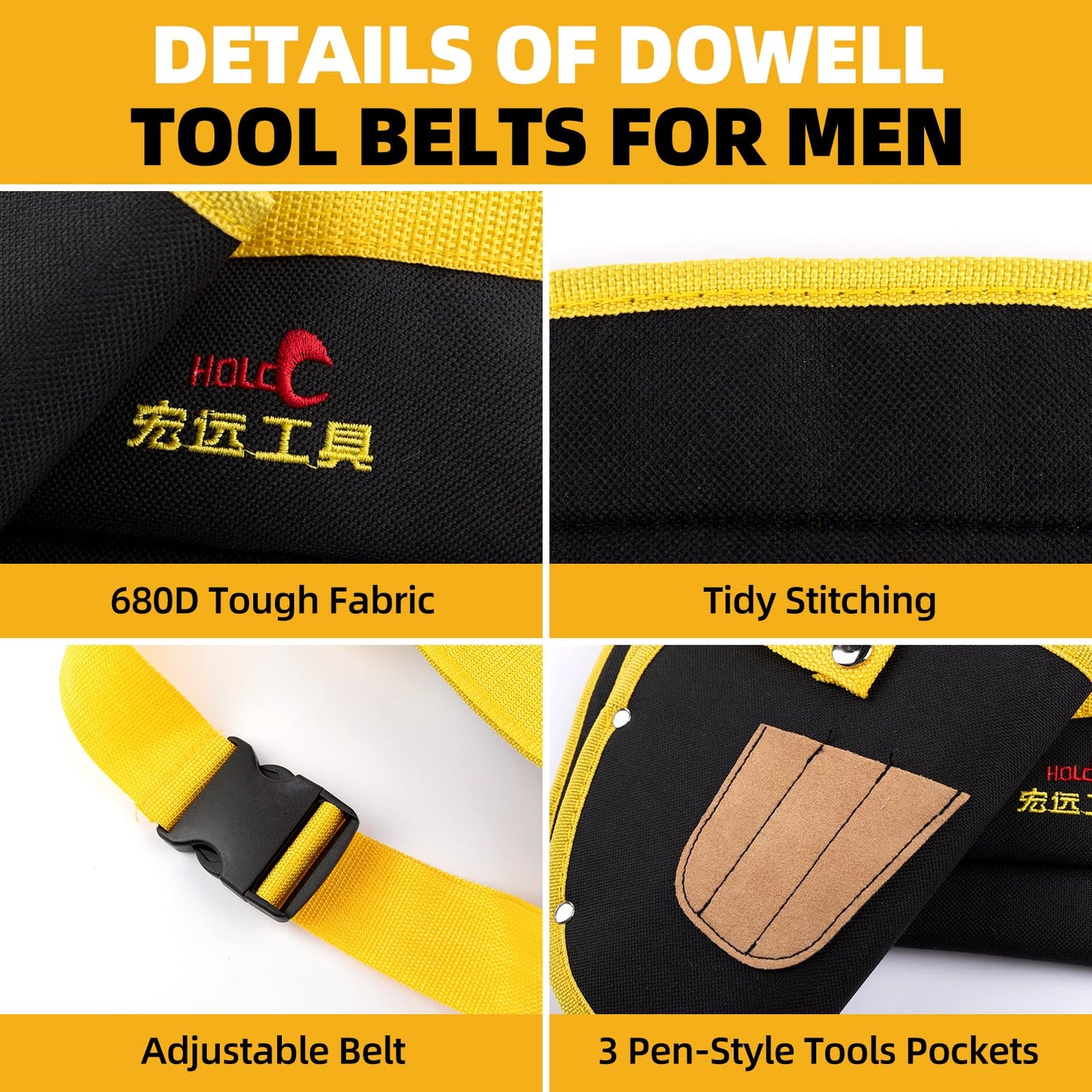 DOWELL Tool Belt for Men, Professional Toolbelt Pouches with Quick Access Pockets, Ideal Gift for Electricians, Carpenters & DIYers, Style B