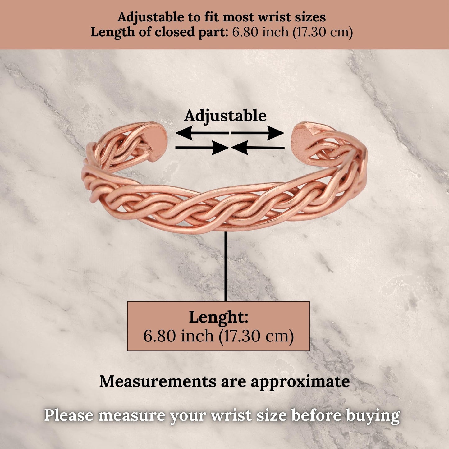 tunarts Handmade Elegant Copper Bracelet for Women and Men-Pure Copper Bracelet for Pain Relief-Adjustable,Thickest,Twisted Copper Wire Bracelet (red intricate)