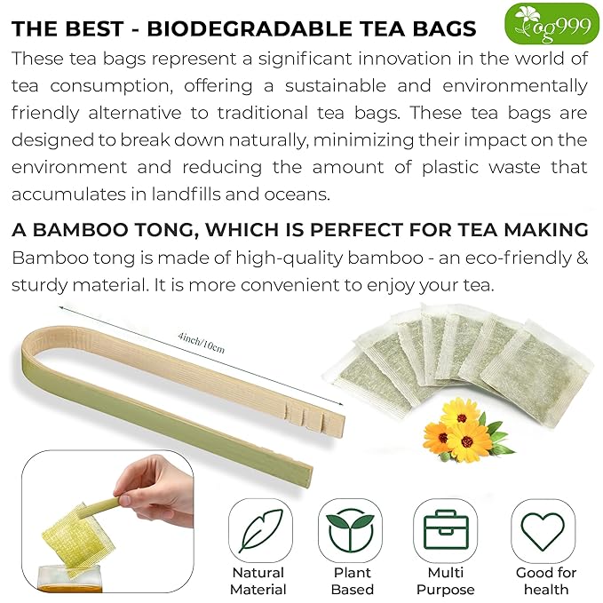 TOG999, Premium 60 Moringa Leaf Tea Bags, 100% Natural & Pure, Loose Leaf Moringa Herbal Tea. No Sugar, No Caffeine, No Gluten, Vegan.