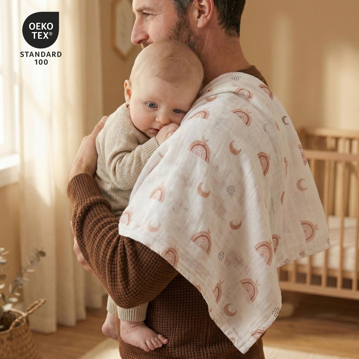 GLLQUEN BABY Receiving Blanket Boy Cotton Muslin Swaddle Blankets Girl Newborn Squares Breathable & Soft Thin Baby Blankets Cloths Double Absorbent Infant Swaddling Wrap - 6 Pack (Sun)