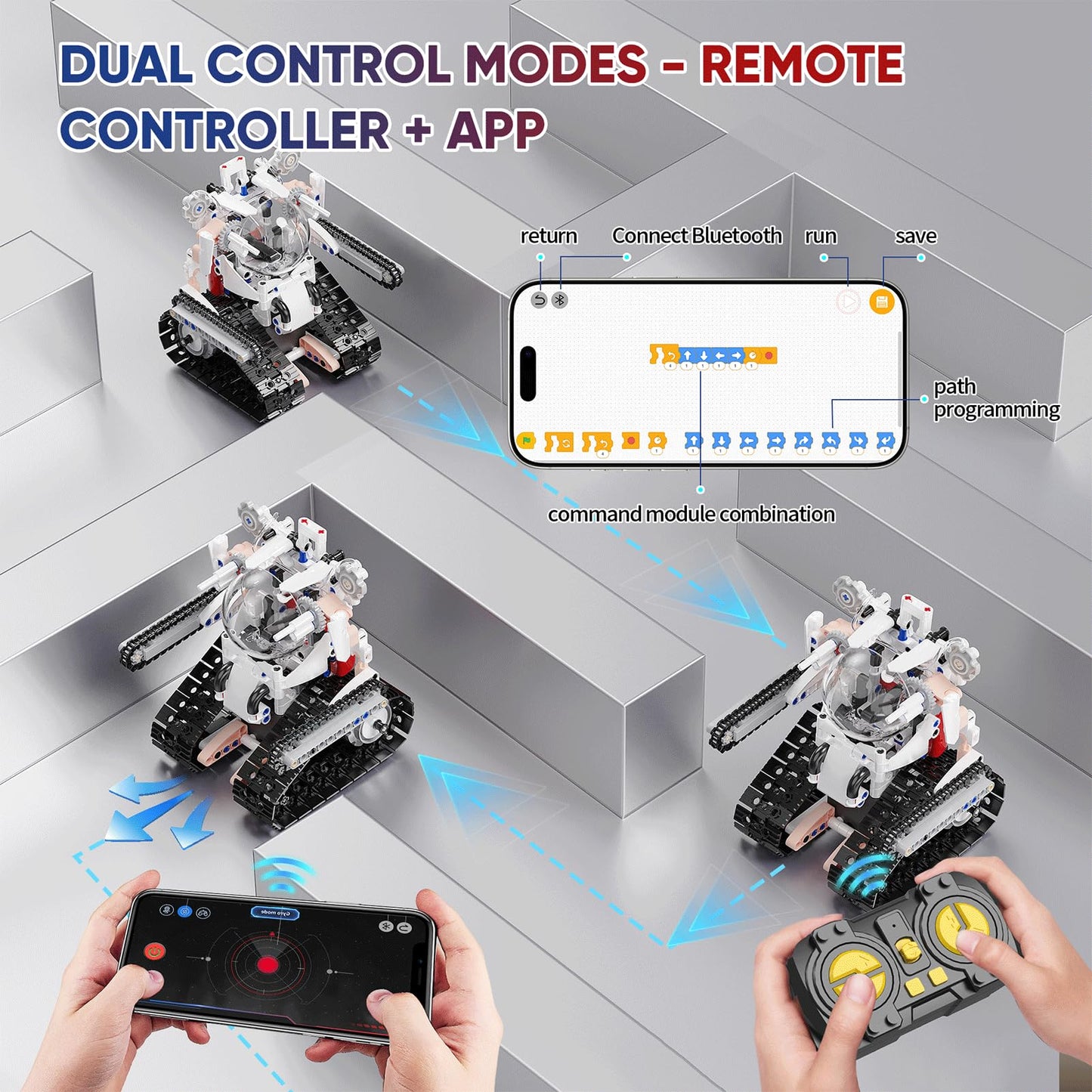 5 in 1 STEM RC Robot Building Kit for Boys, APP & Remote Control Erector Set RC Toys for Kids Blocks 419 Pcs, DIY Build Science Educational Gift for Age 6 7 8 9 10 11 12+ Boys & Girls