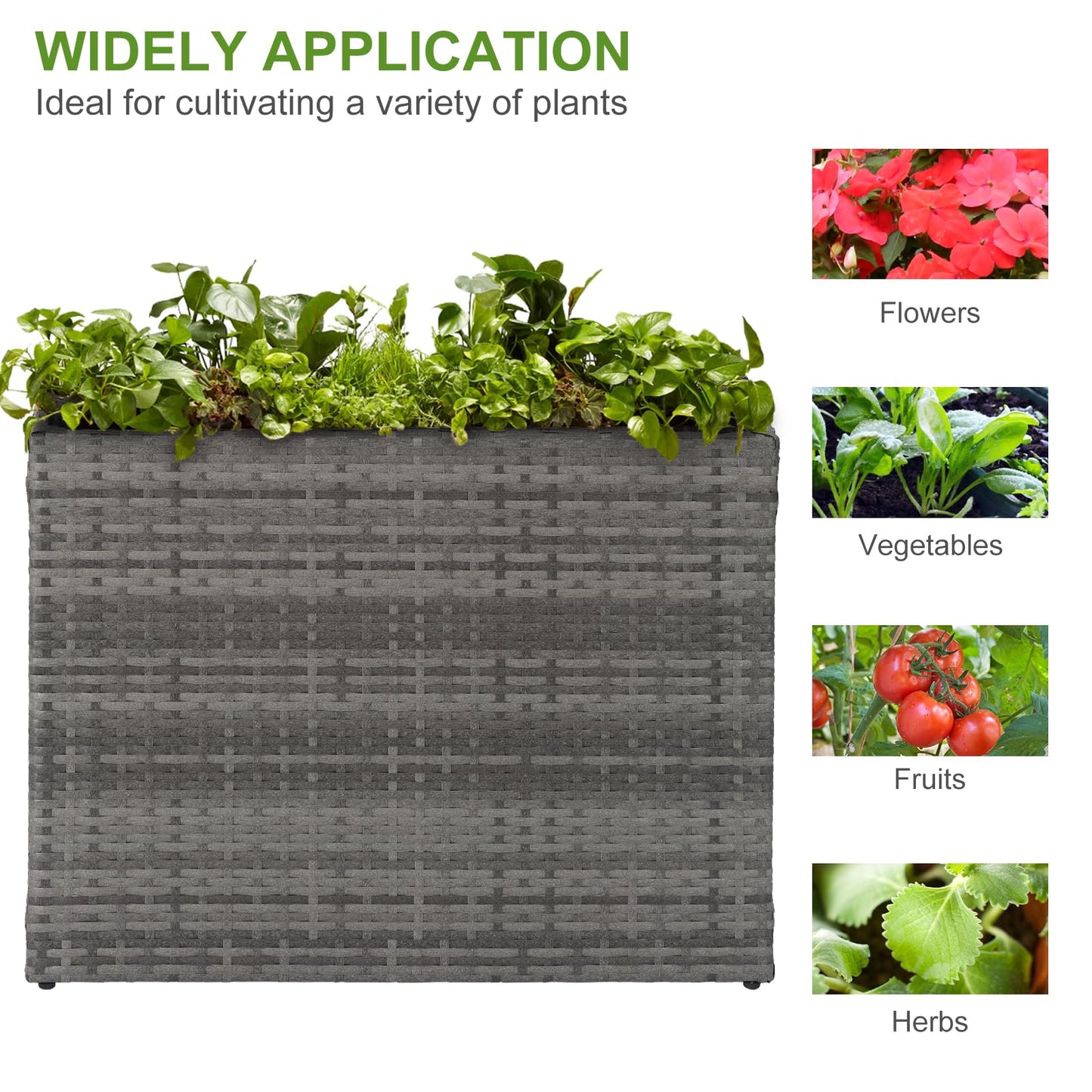 LEWIS&WAYNE Large Rectangular Block Planter Box Handmade Wicker Tall Planters for Outdoor Plants with Removable Liners Modern Planter for Indoor Outdoor Patio Deck - Gray, 32''x11''x24''