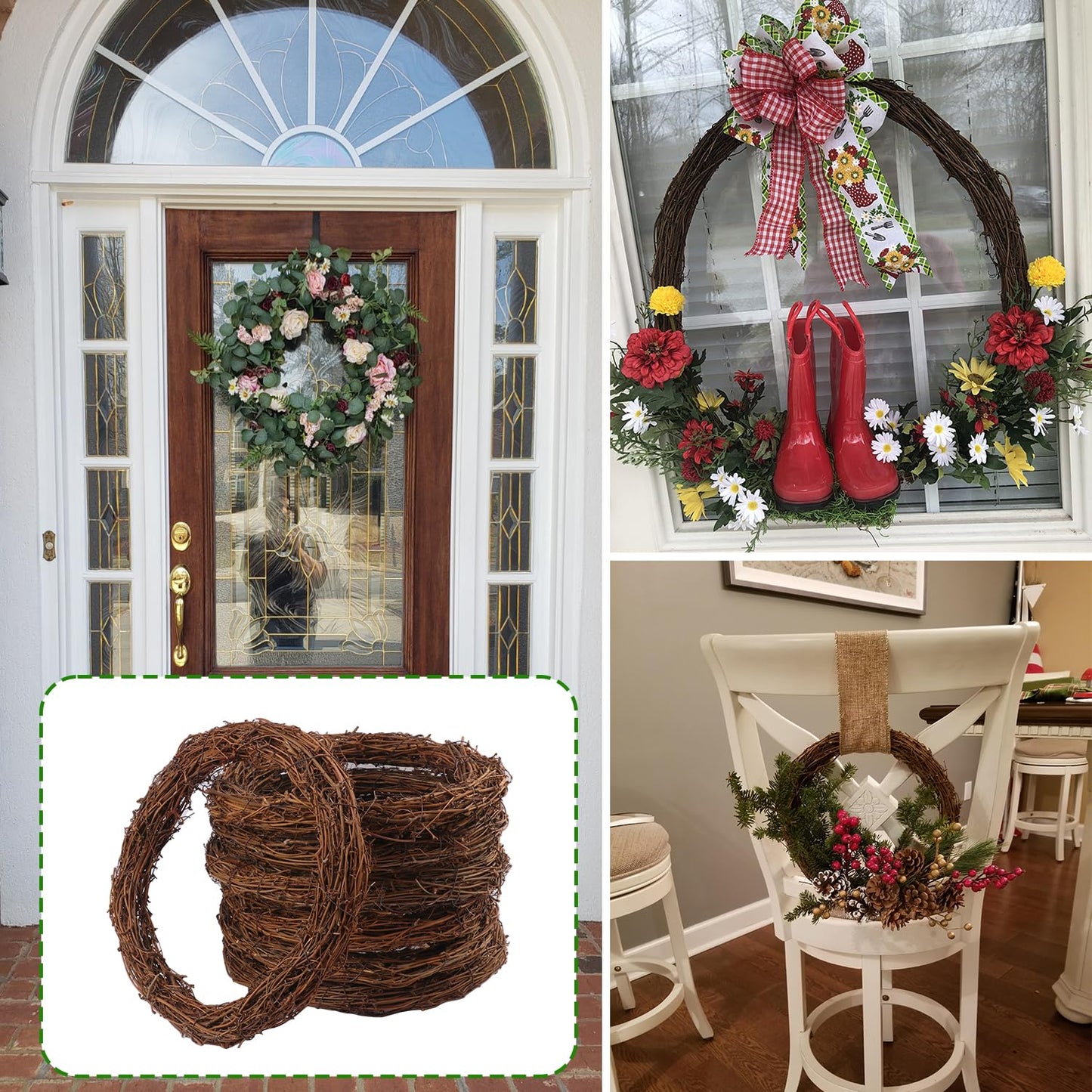 GNIEMCKIN 7 Pack 11.8 Inch Natural Grapevine Wreaths, Vine Branch Wreath, Grapevine Garland for DIY Crafts and Christmas Decorations, Ideal for Indoor and Outdoor Use