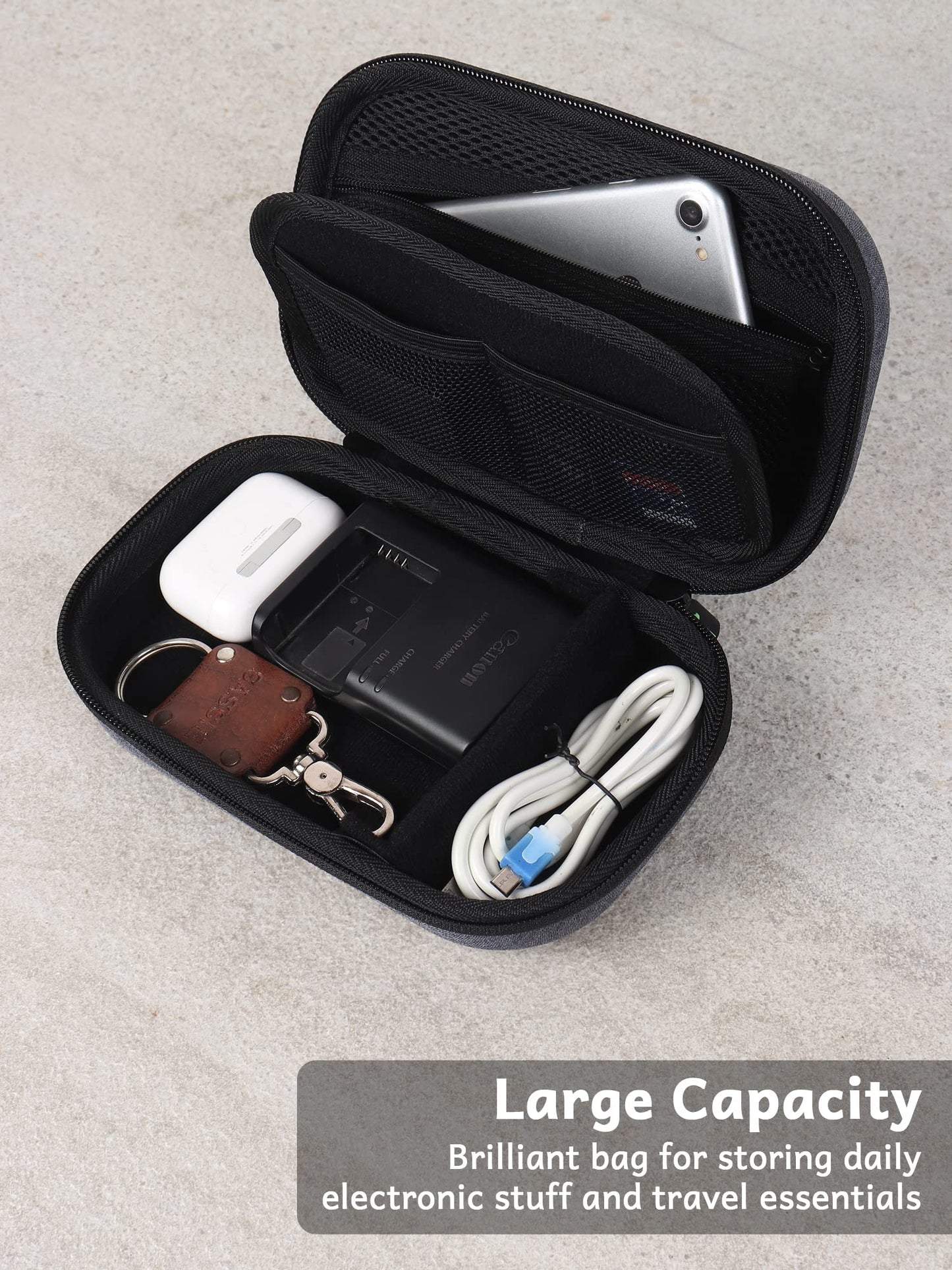 GadgetBite Organiser Portable Pouch For Electronic Accessories Usb Cables, Power Bank, Battery, Hard Drive, Sd Memory Card, Earphones, Travel Gadgets & Organiser Rugged Travel Friendly (Grey)
