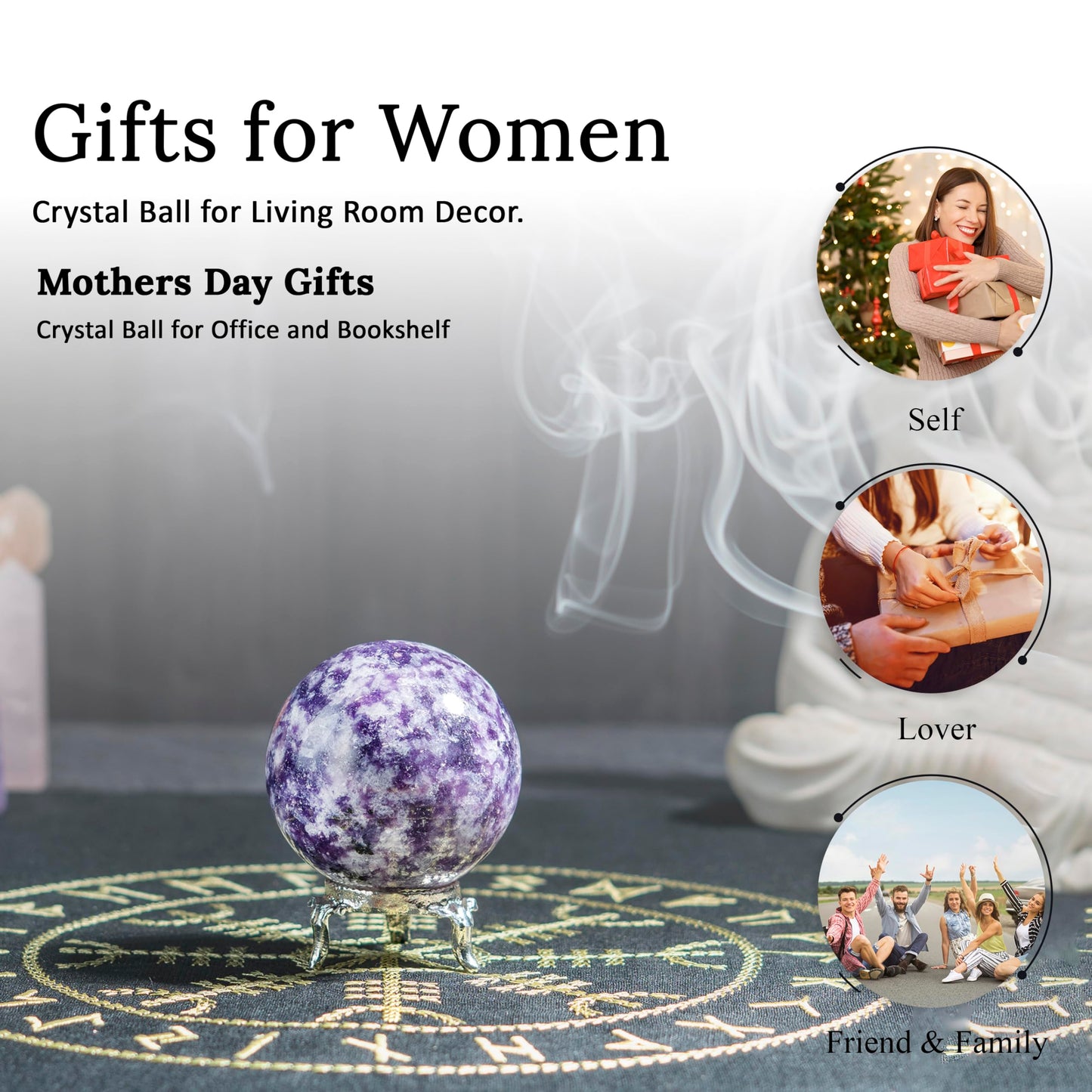 Crocon Lepidolite Gemstone Crystal Sphere Ball for Reiki Healing Aura Cleansing Home & Office Decorative Gift Size : 30-40mm