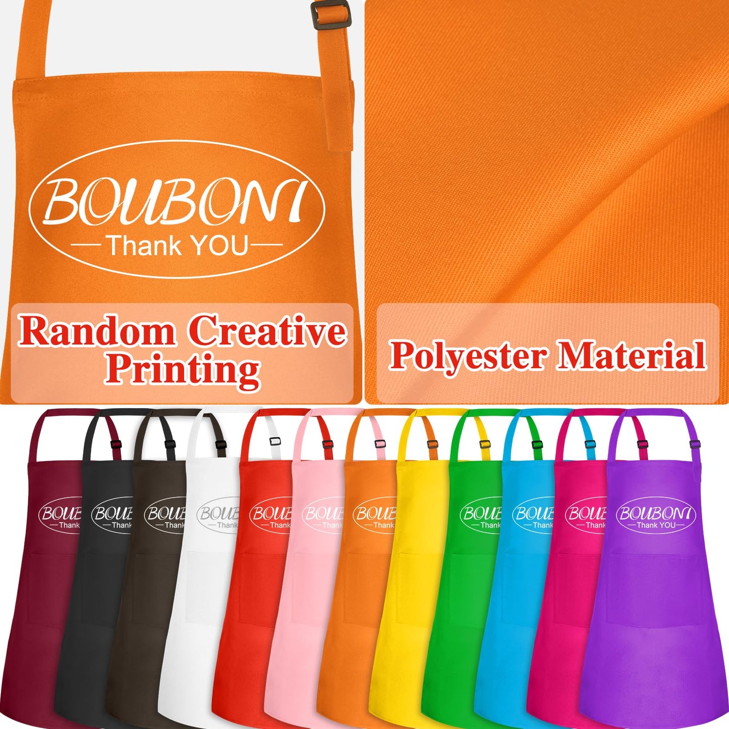 BOUBONI 12 Pack Kids Apron bulk with 2 Pockets Adjustable Chef Art Apron Kids Painting Aprons for Cooking Baking Painting Crafting Grilling Activity（12 Color）