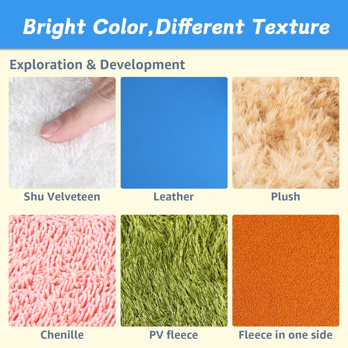 Edusense 6-Pack Sensory Floor Tiles – for Tactile Play, Autism Support & Baby Development | 1cm Thick Interlocking Foam Mat with 6 Textures | Essential for Playroom, Daycare & Calming Corner (3x2 ft)