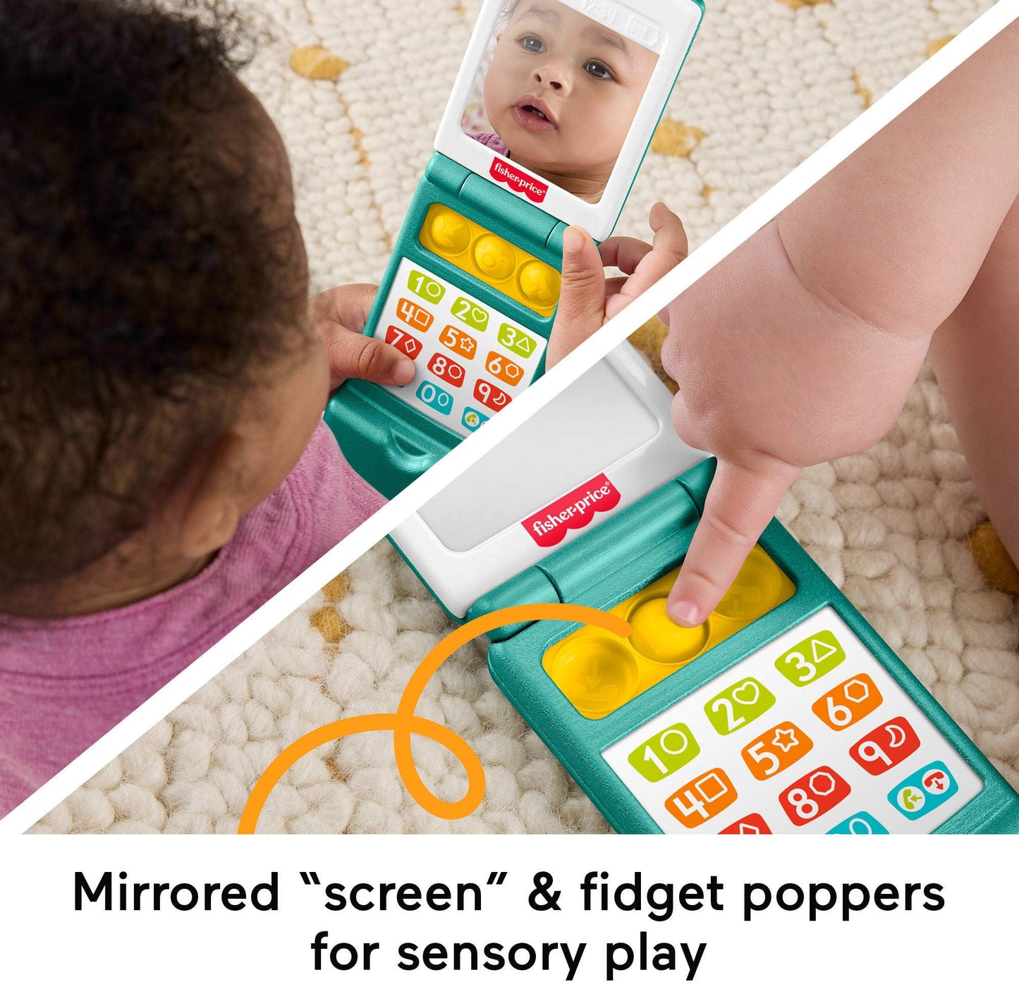 Fisher-Price Baby Toy Flip Phone Laugh & Learn Musical Learning Activity for Toddler Pretend Play Infants Ages 6+ Months