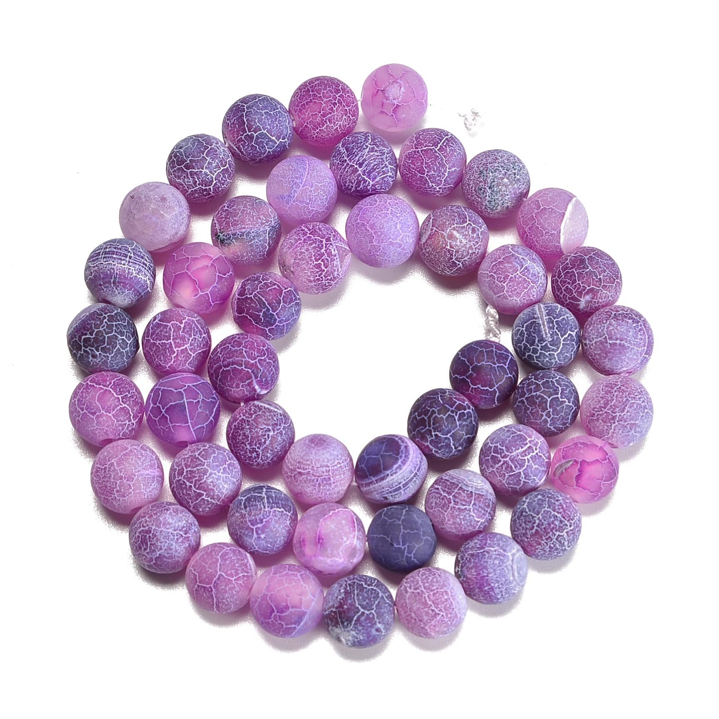 jodaying 10mm Froasted Purple Agate Round Natural Gematone Loose Beads for Jewelry Making DIY 1 Strand 15"