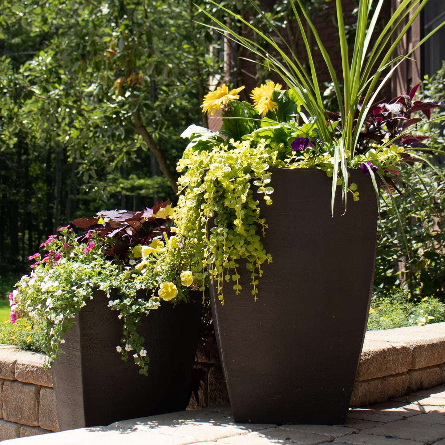 Tusco Products MSQT23BK Modern Square Garden Planter, 23-Inch, Black