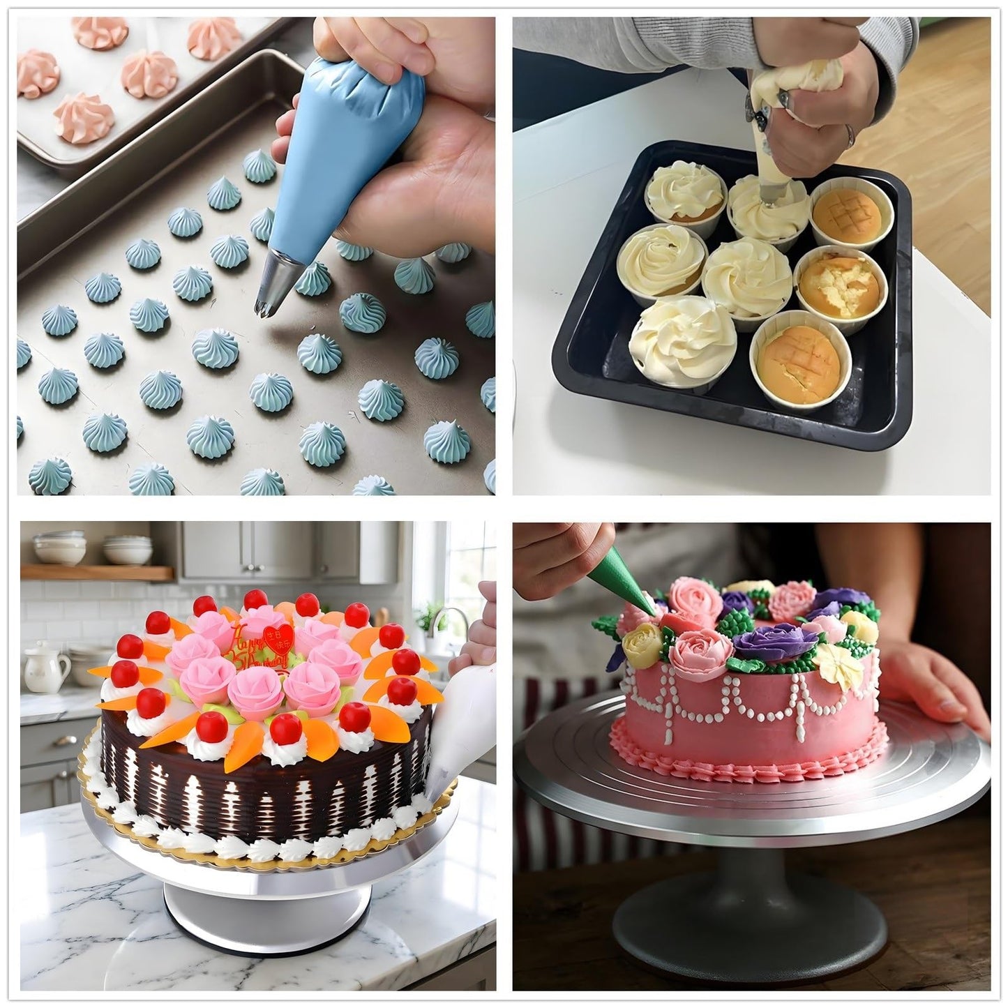 ANSLYQA Cake Decorating Kit, 237 Pcs with Aluminium Cake Turntable, Leveler, 24 Numbered Icing Tips, 2 Spatulas, 3 Scrapers, 2 Coupler, 50 Cupcake Liners, 100 Pastry Bags & More Baking Tools
