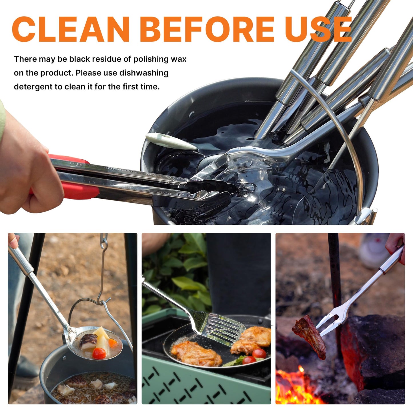 GAIALOOP Camping Cooking Utensils Set 32 PCS Camp Kitchen Cookware Kit with Organizer Bag, Portable RV Camping Essentials Camper Must Haves for Cookouts Open Fire Pit
