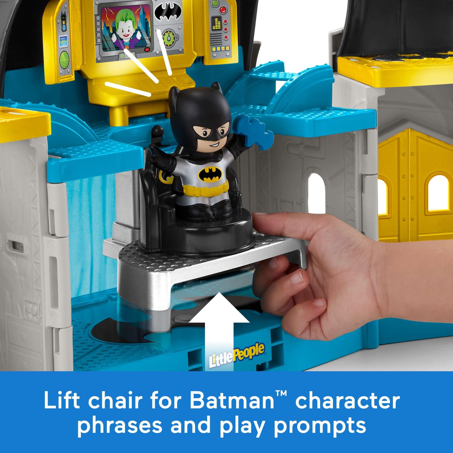 Fisher-Price Little People DC Super Friends Deluxe Batcave, Batman playset with Lights and Sounds Plus 4 Character Figures for Toddlers (Amazon Exclusive)