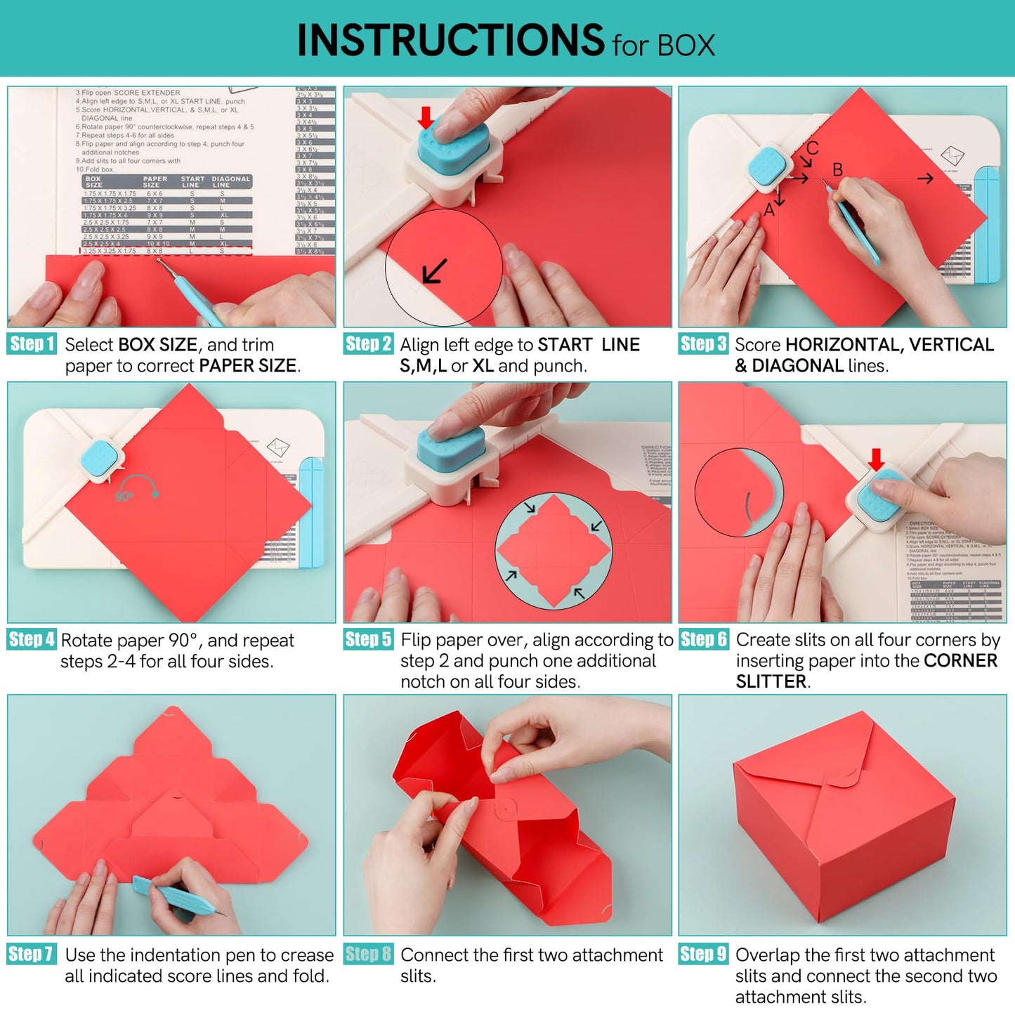 BAOFALI 3-in-1 Punch Board for Envelopes Gift Boxes Bows with Indentation Pen for Creating Custom Envelopes, Bows, and Gift Boxes Birthday Party of Different Sizes. Card Making and DIY Projects