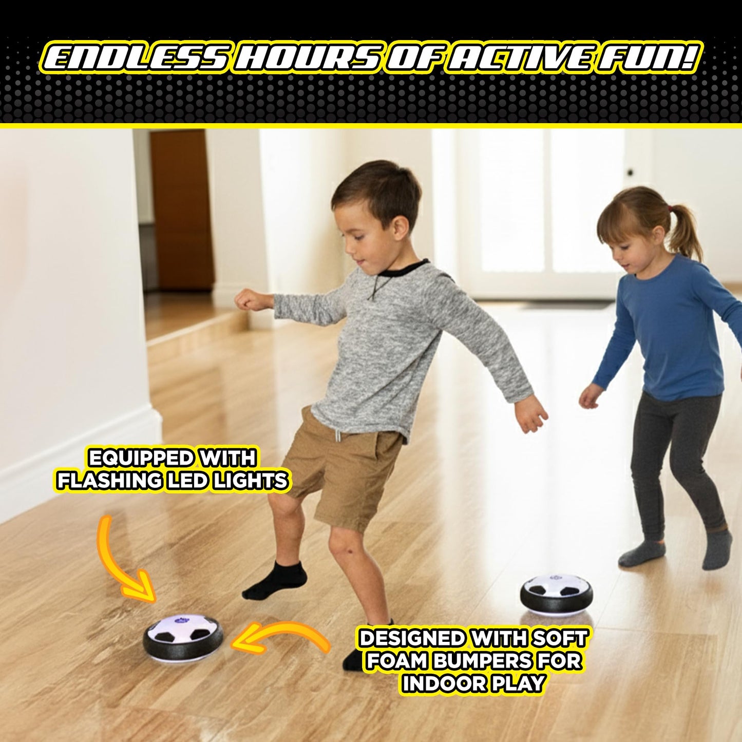 Hover Soccer 2 Pack from The Makers of Stomp Rocket – LED Lights and Padded Bumpers Indoor Air Soccer Toy for Boys Girls Ages 3 4 5 6 7 8 + Fun Games