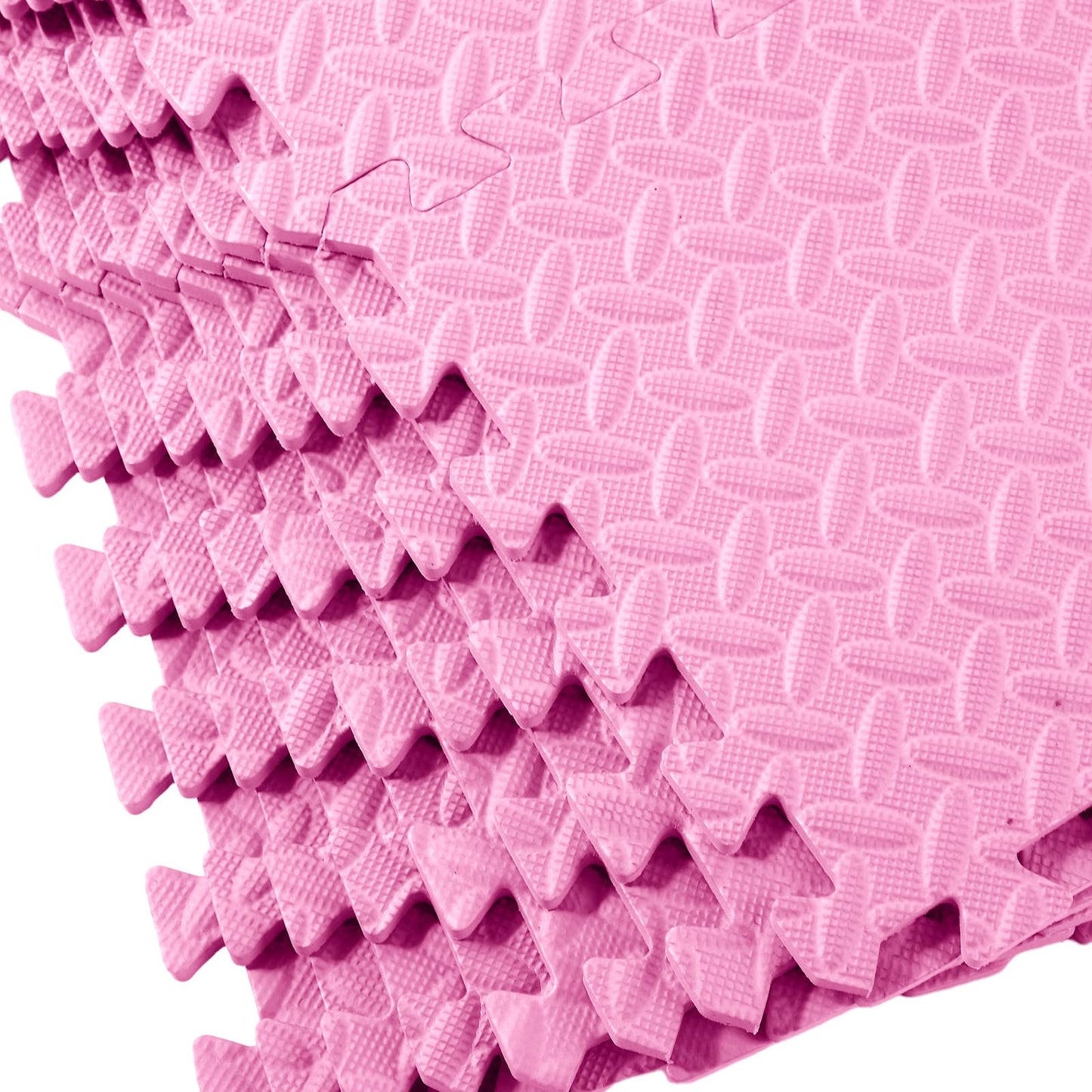 Shihanee Foam Floor Tiles Foam Floor Mats Play Mats Bulk with Borders Interlocking for Bedroom Gym Nursery(11.8 x 11.8 Inch,Light Pink)