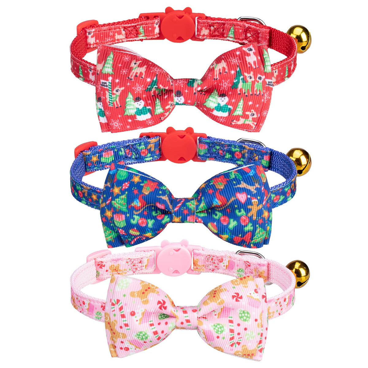 VKPETFR Breakaway Cat Collars Adjustable Kitten Collars with Bell & Cute Pendants - Decoration for Girl Boy Cats Puppy and Small Pets (Love Heart)