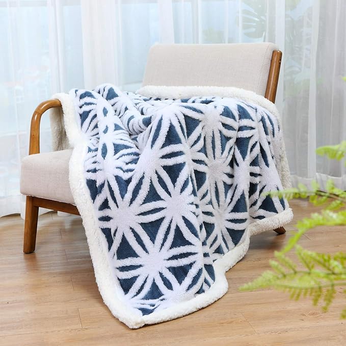 LOMAO Sherpa Fleece Blanket Fuzzy Soft Throw Blanket Dual Sided Blanket for Couch Sofa Bed (Navy, 71''x80'')