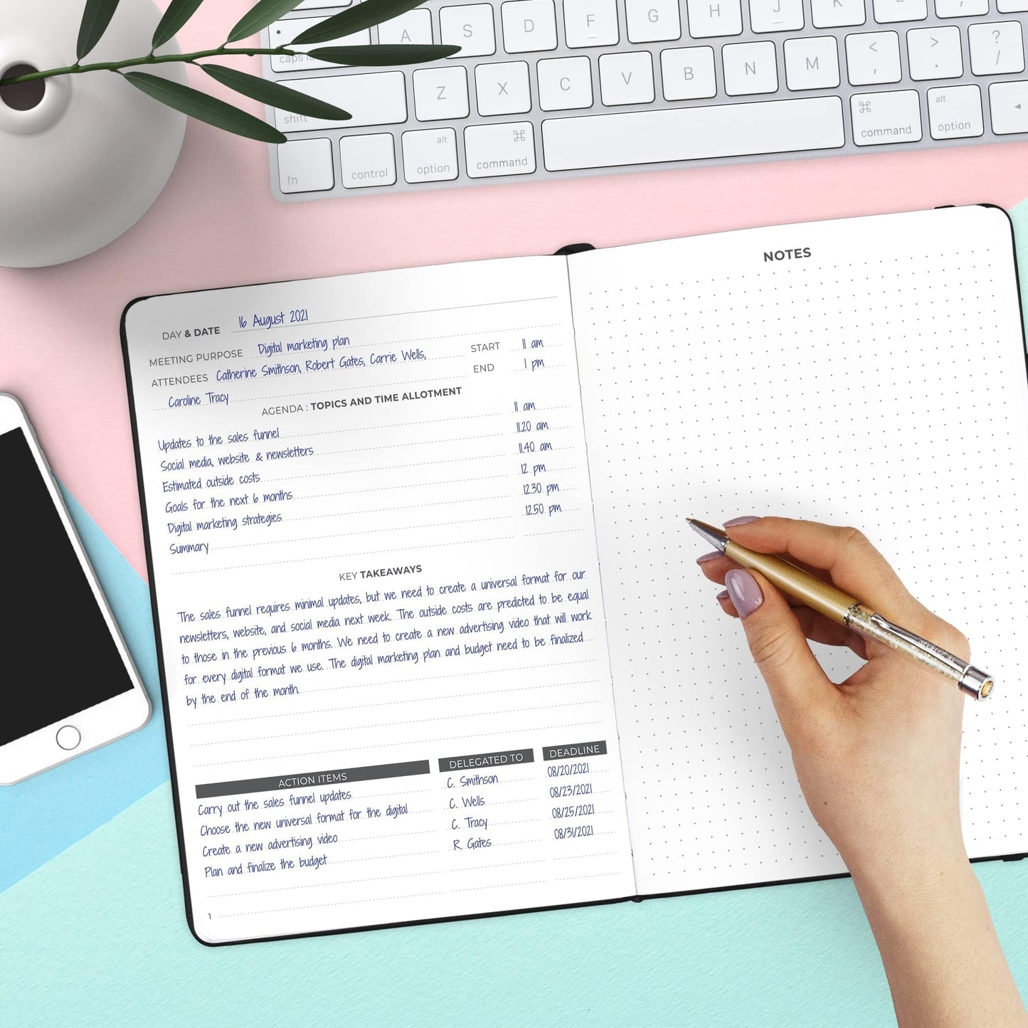 Clever Fox Meeting Notebook – Work & Business Organizer with Notes & Action Items – Notepad for Project Management & Meetings, A5 (Black)