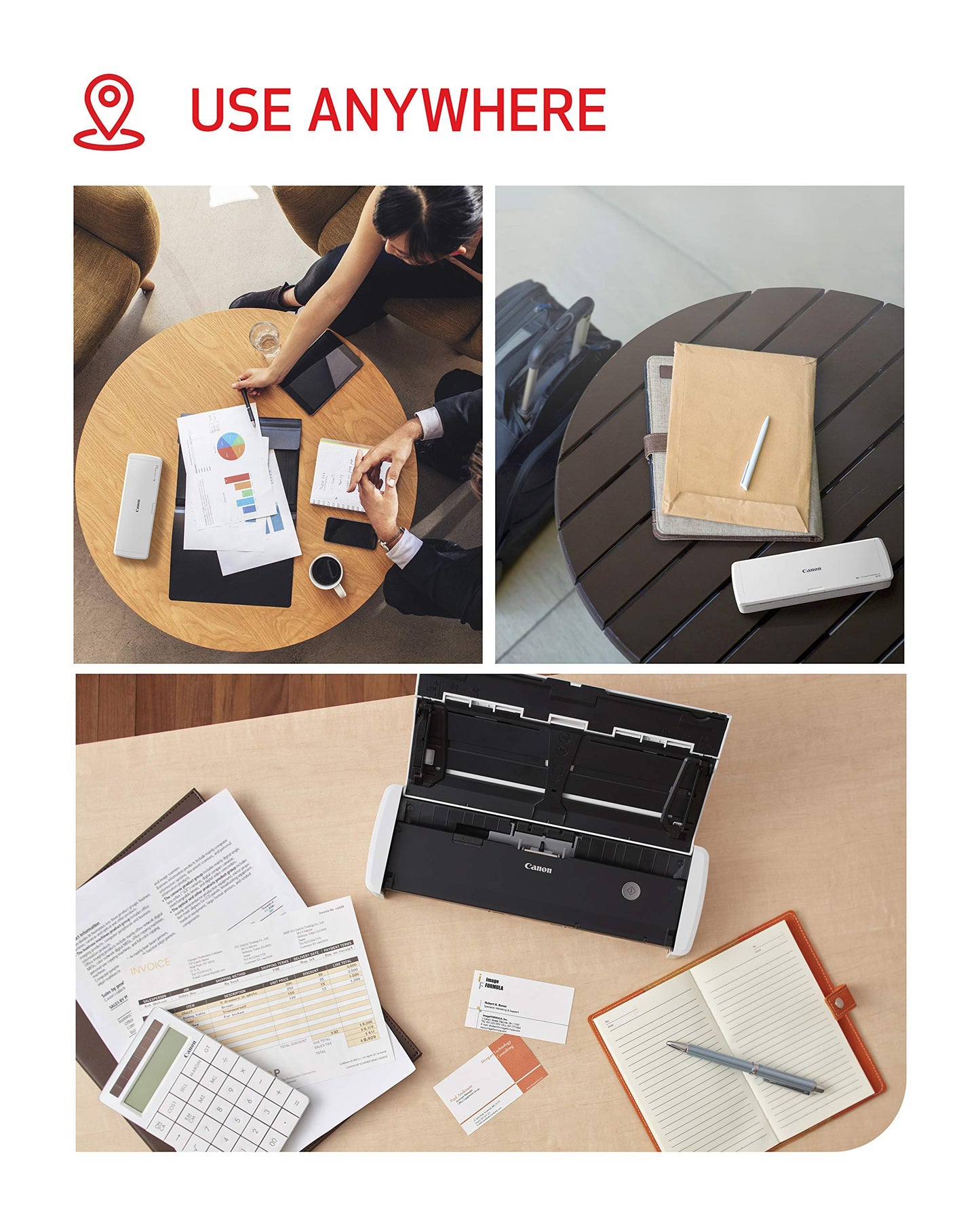 Canon imageFORMULA R10 - Portable Document Scanner, USB Powered, Duplex Scanning, Document Feeder, Easy Setup, Convenient, Perfect for Mobile Users, White