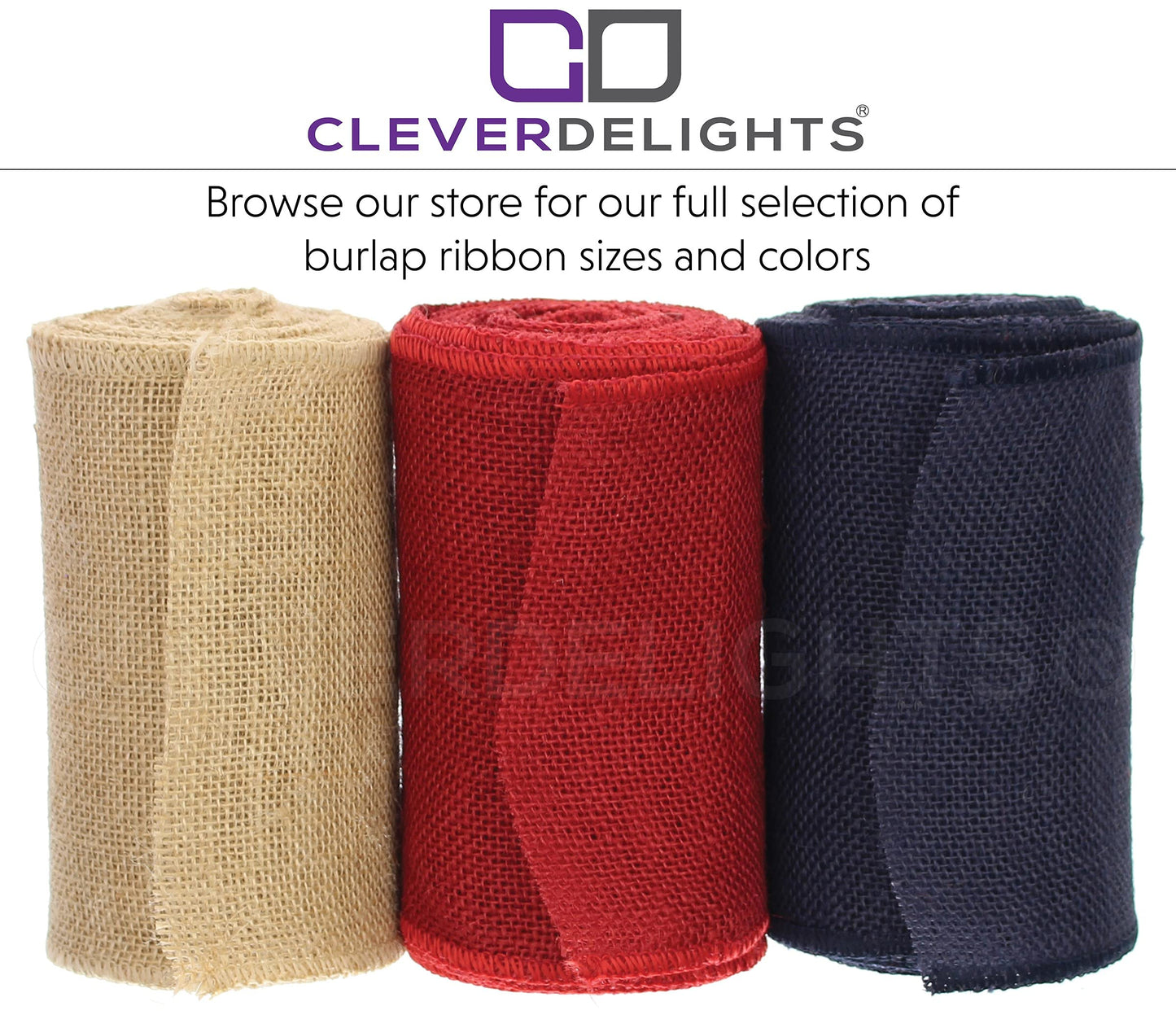 CleverDelights 6" Navy Burlap Ribbon - Wired Edges - 10 Yards - Jute Burlap Fabric