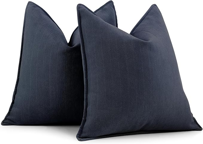 ZWJD Navy Pillow Covers 24x24 Set of 2 Chenille Throw Pillow Covers with Elegant Design Soft and Luxurious Decorative Throw Pillows for Couch, Bed, and Home Decor