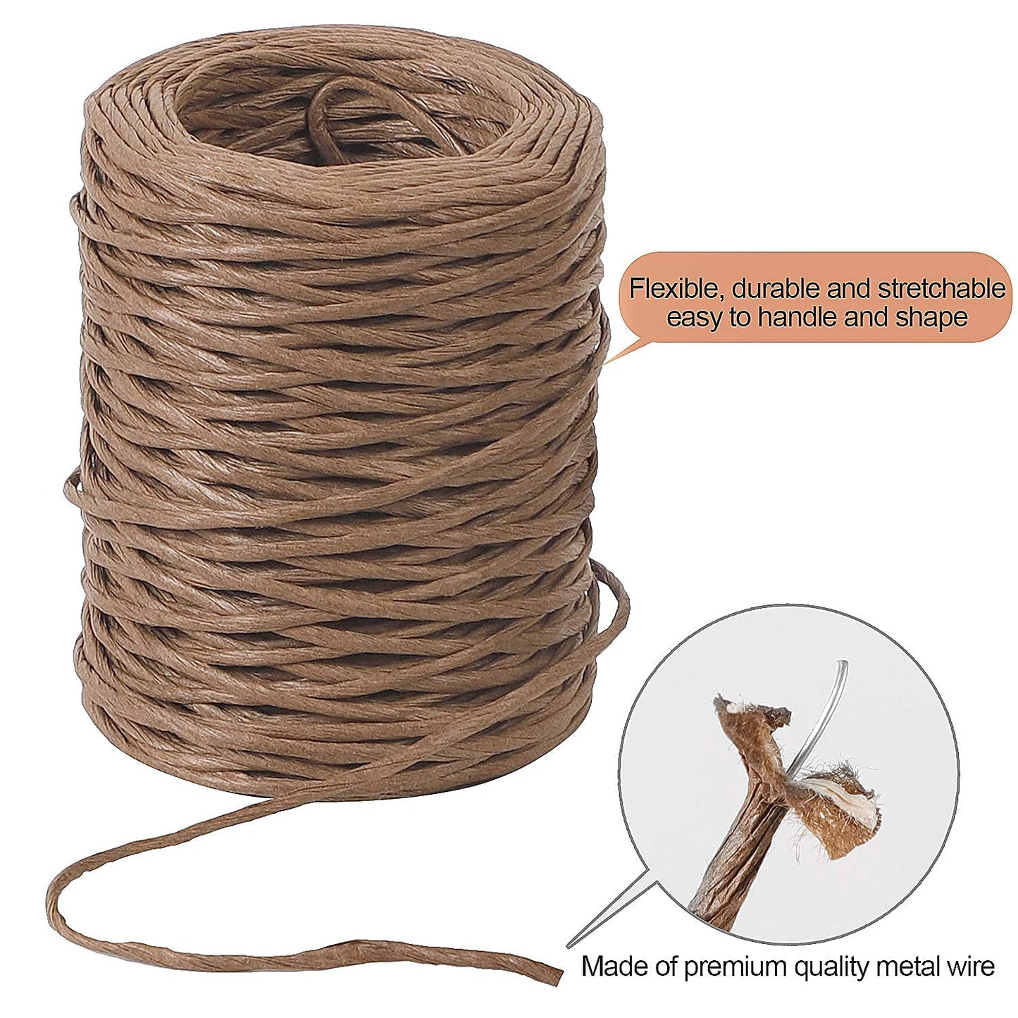 ZOENHOU 4 Rolls 14 Gauge 656Ft Floral Bind Wire, Waterproof Rustic Vine Metal Wire, Binding Paper Twine for Wedding Flower Bouquets, Artificial Flower Making, DIY Projects