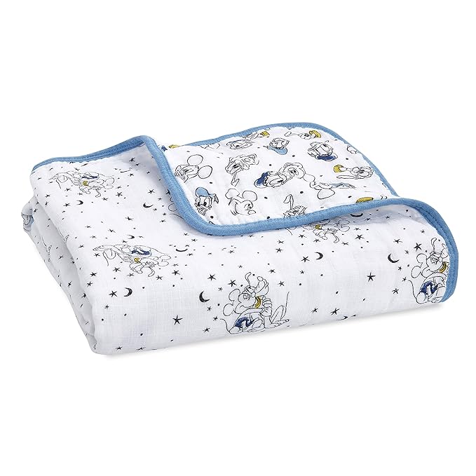 aden + anais Dream Blanket, Boutique Muslin Baby Blankets for Girls & Boys, Ideal Lightweight Newborn Nursery & Crib Blanket, Unisex Toddler & Infant Bedding, Shower Gifts, Mickey and Goofy Star Gazer