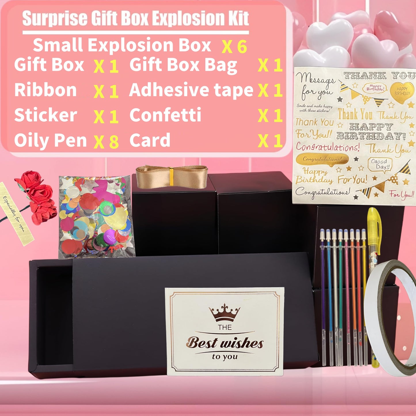 JINSTABAG Surprise Box Gift Box for Money, DIY Unique Folding Bouncing Gift Boxes with Confetti, Surprise Gift Box Explosion for Birthday, Anniversary, Valentine's Day.