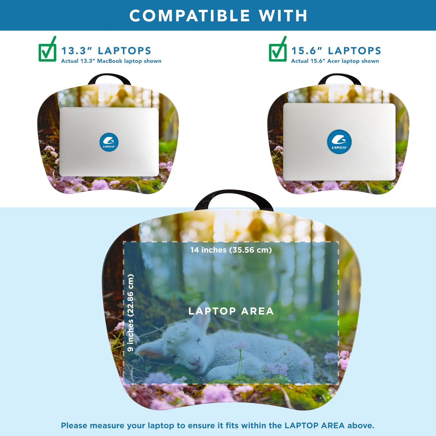 LAPGEAR MyStyle Portable Lap Desk with Cushion - Christian Lamb - Fits up to 15.6 Inch Laptops - Style No. 45721